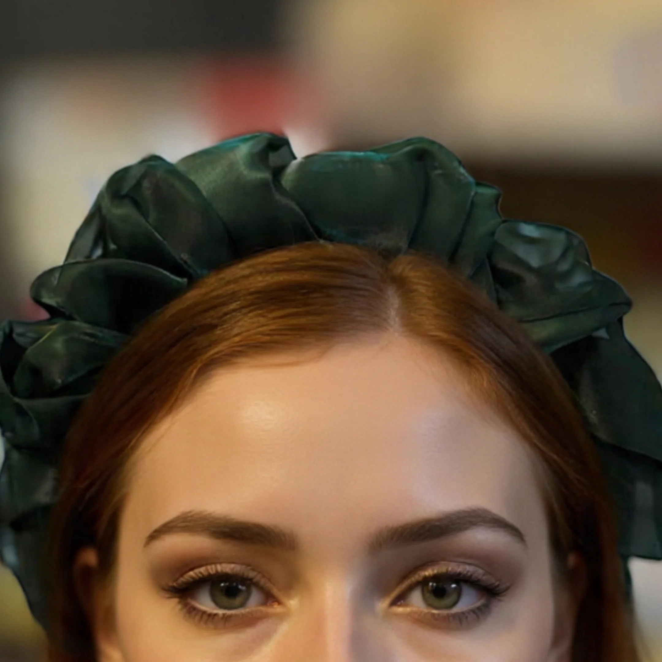 Olive Chiffon Headband | Poly Satin Green Headpiece Hair Accessory | 6.25'' - Image 2