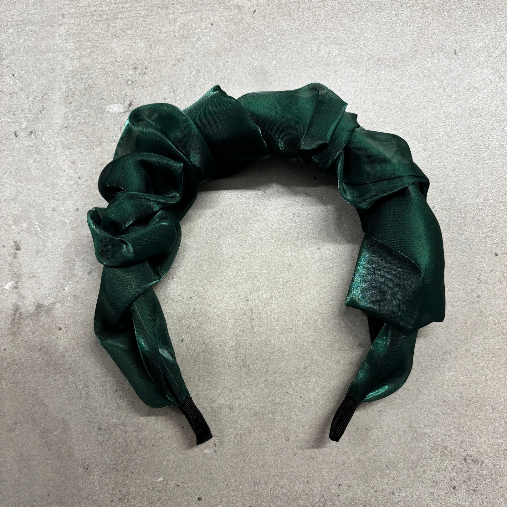Olive Chiffon Headband | Poly Satin Green Headpiece Hair Accessory | 6.25'' - Image 3