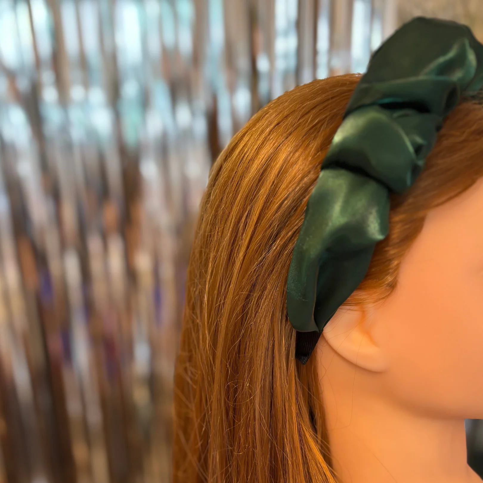 Olive Chiffon Headband | Poly Satin Green Headpiece Hair Accessory | 6.25'' - Image 4