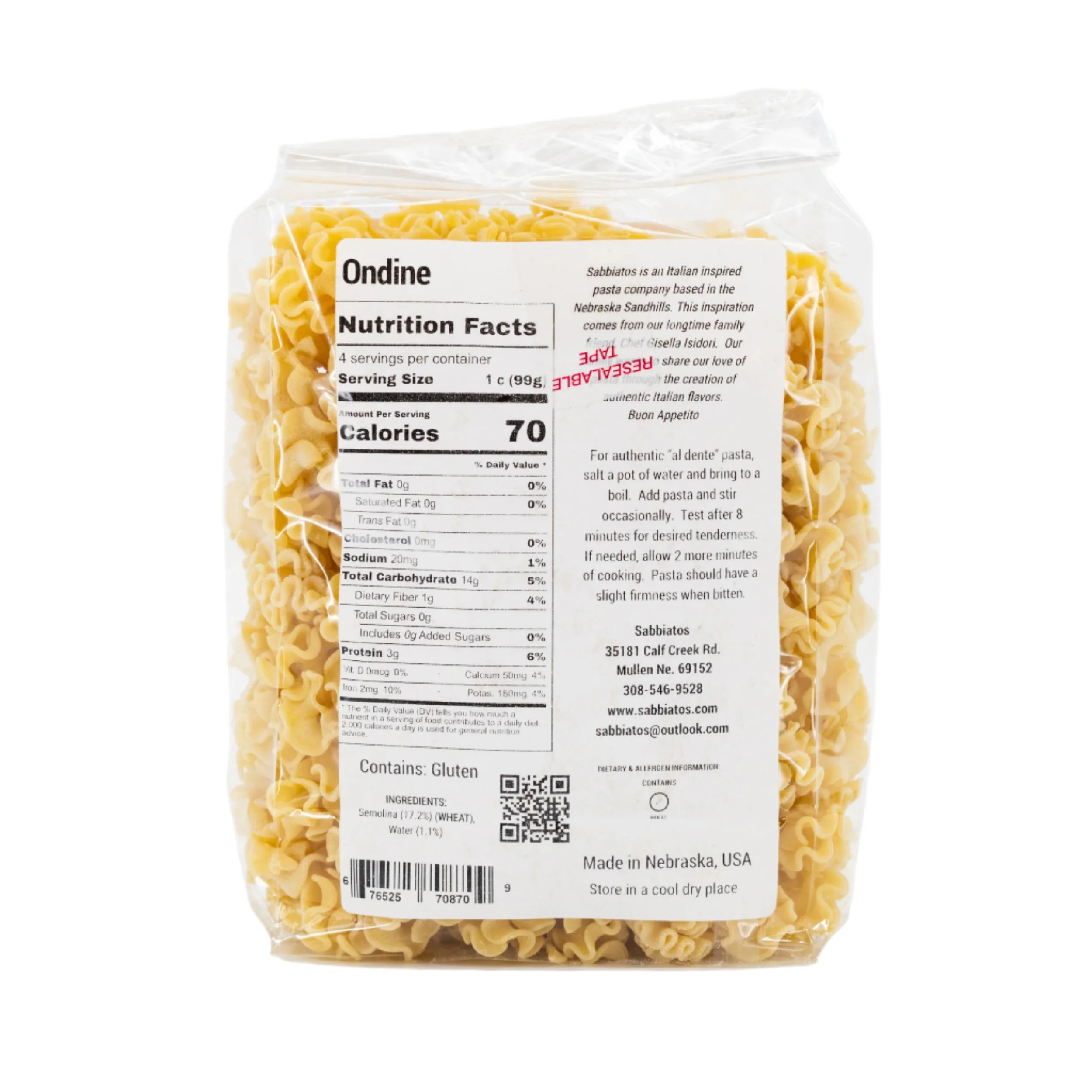 Ondine Pasta | 16 oz | Pack of 2 | Sabbiatos - Image 4
