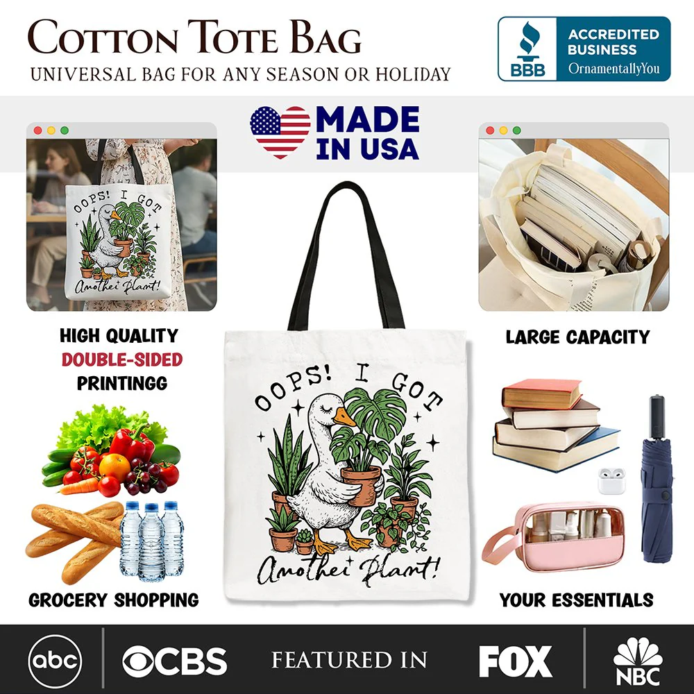 Oops I Got Another Plant Goose Canvas Tote Bag, Sarcastic Gardening Humor Gift - Image 2