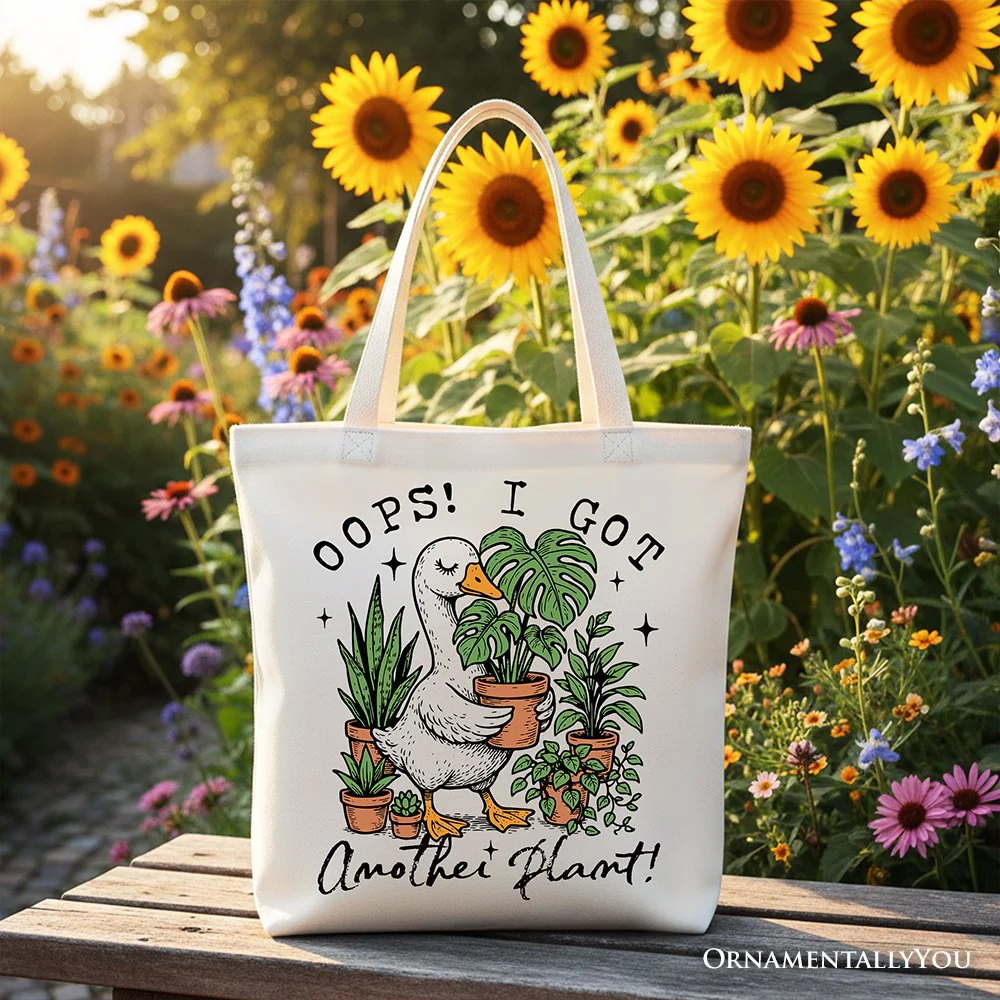 Oops I Got Another Plant Goose Canvas Tote Bag, Sarcastic Gardening Humor Gift - Image 5