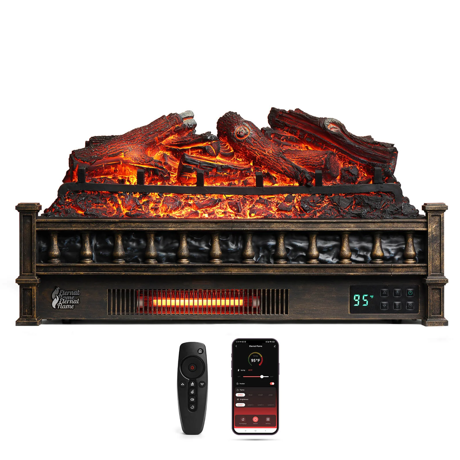 (Open Box) Eternal Flame EF26-LG Smart Electric Fireplace Logs, WiFi Enabled - Image 10