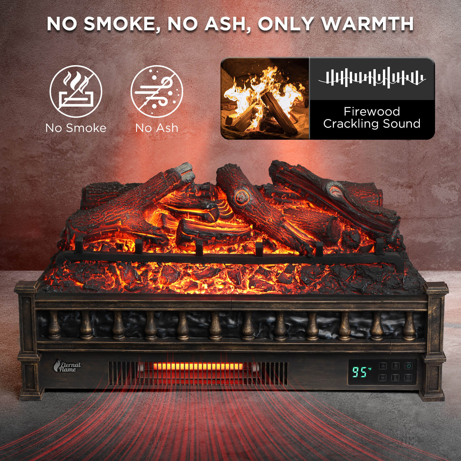 (Open Box) Eternal Flame EF26-LG Smart Electric Fireplace Logs, WiFi Enabled - Image 11