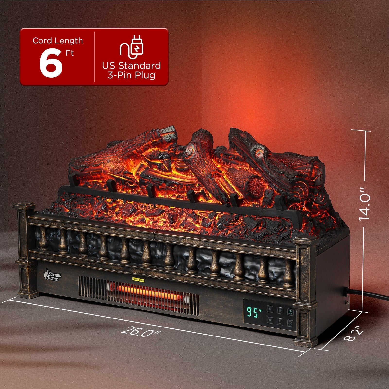 (Open Box) Eternal Flame EF26-LG Smart Electric Fireplace Logs, WiFi Enabled - Image 14