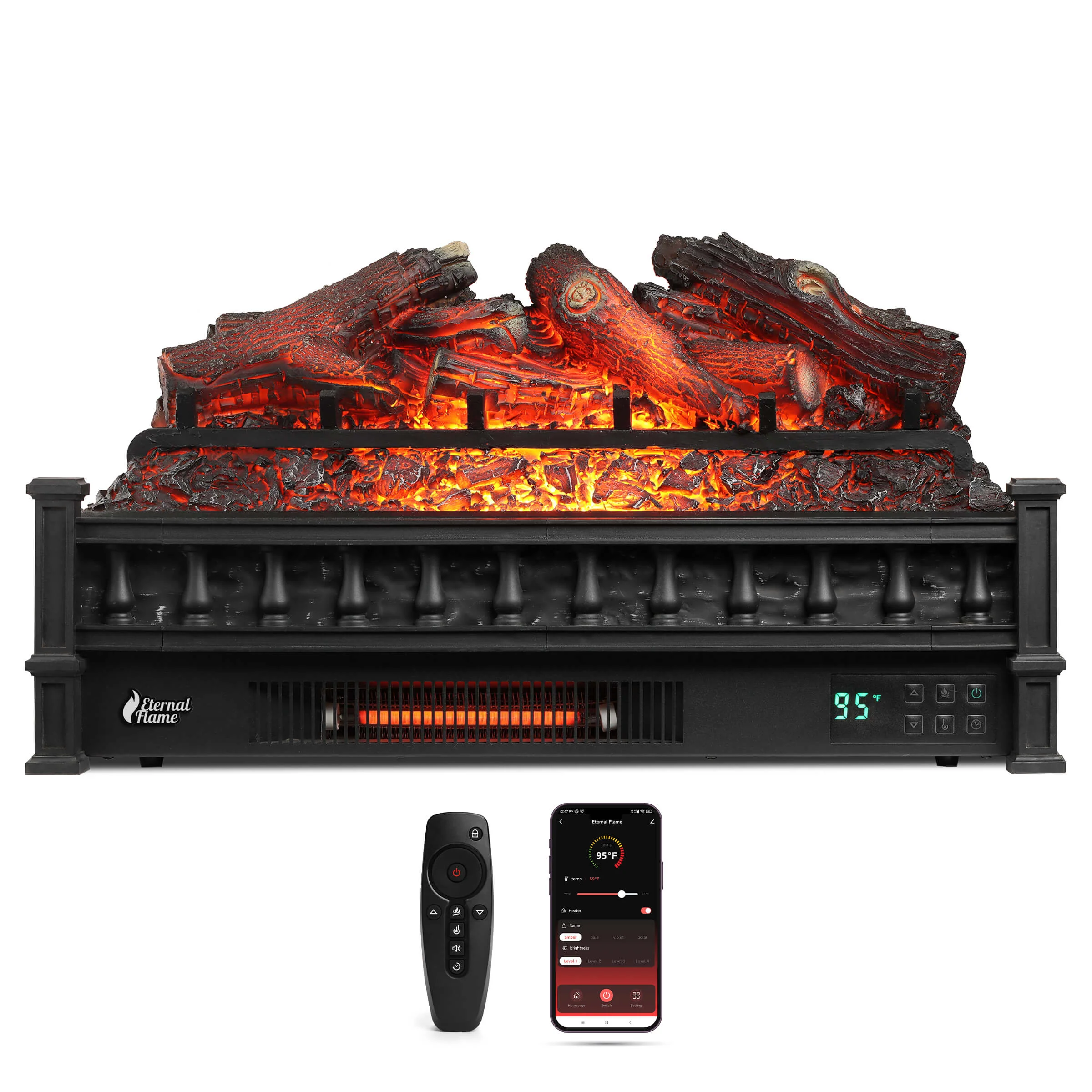 (Open Box) Eternal Flame EF26-LG Smart Electric Fireplace Logs, WiFi Enabled - Image 2