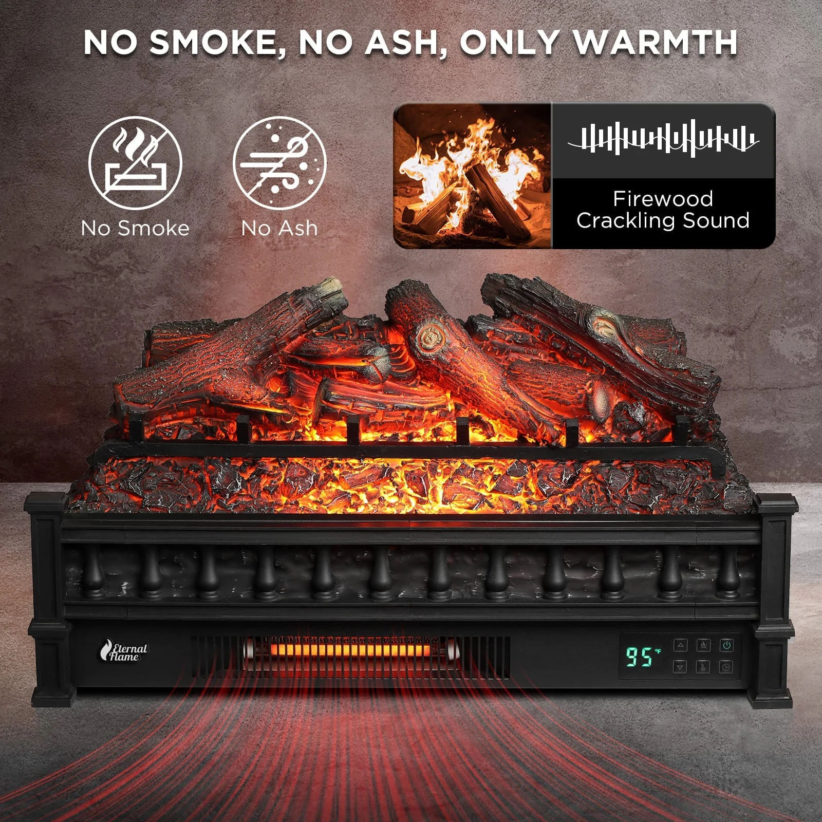 (Open Box) Eternal Flame EF26-LG Smart Electric Fireplace Logs, WiFi Enabled - Image 3