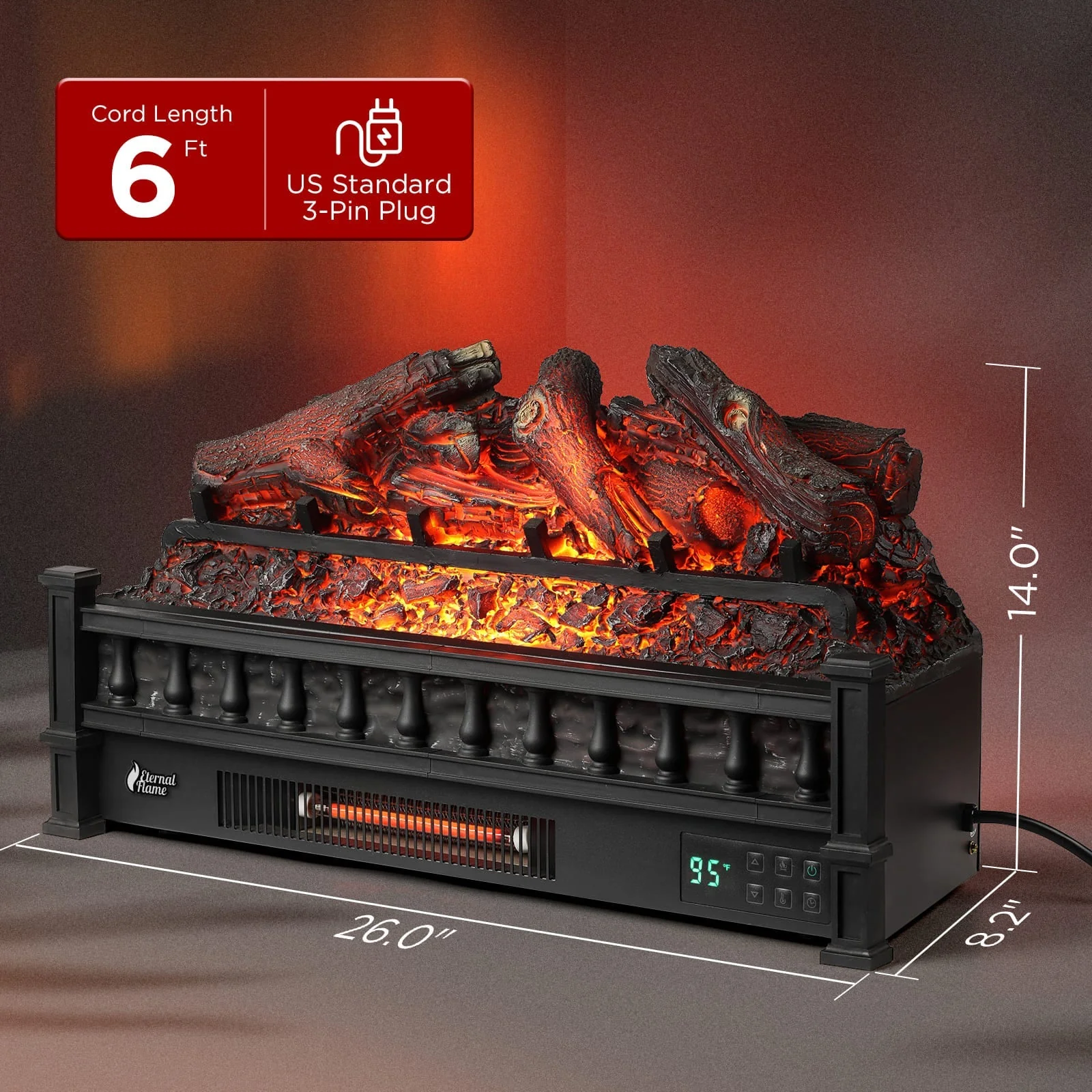 (Open Box) Eternal Flame EF26-LG Smart Electric Fireplace Logs, WiFi Enabled - Image 6