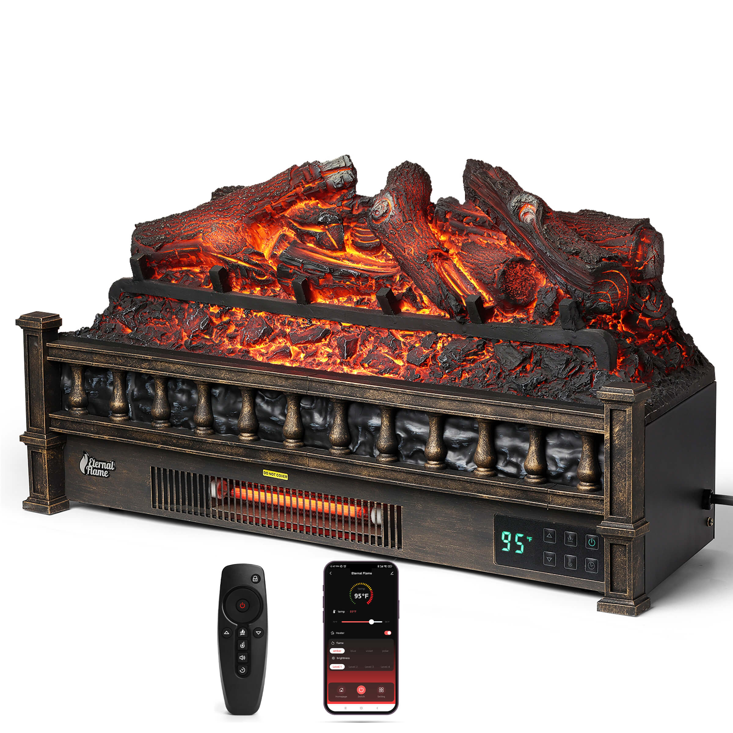 (Open Box) Eternal Flame EF26-LG Smart Electric Fireplace Logs, WiFi Enabled - Image 9