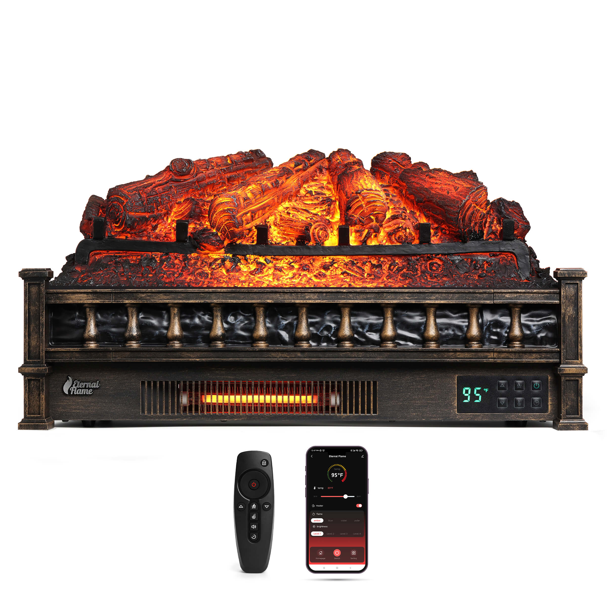 (Open Box) Eternal Flame EF26-PB Smart Electric Fireplace Logs, WiFi Enabled - Image 10
