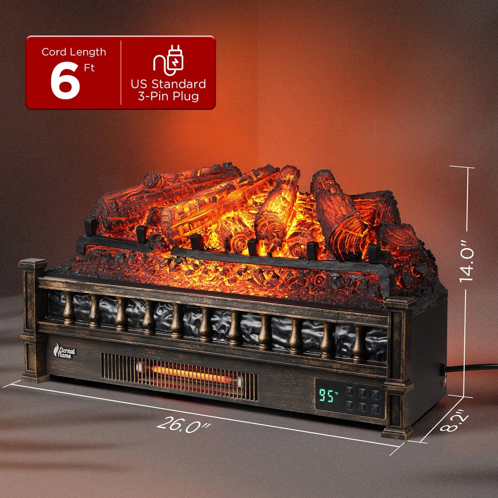 (Open Box) Eternal Flame EF26-PB Smart Electric Fireplace Logs, WiFi Enabled - Image 14