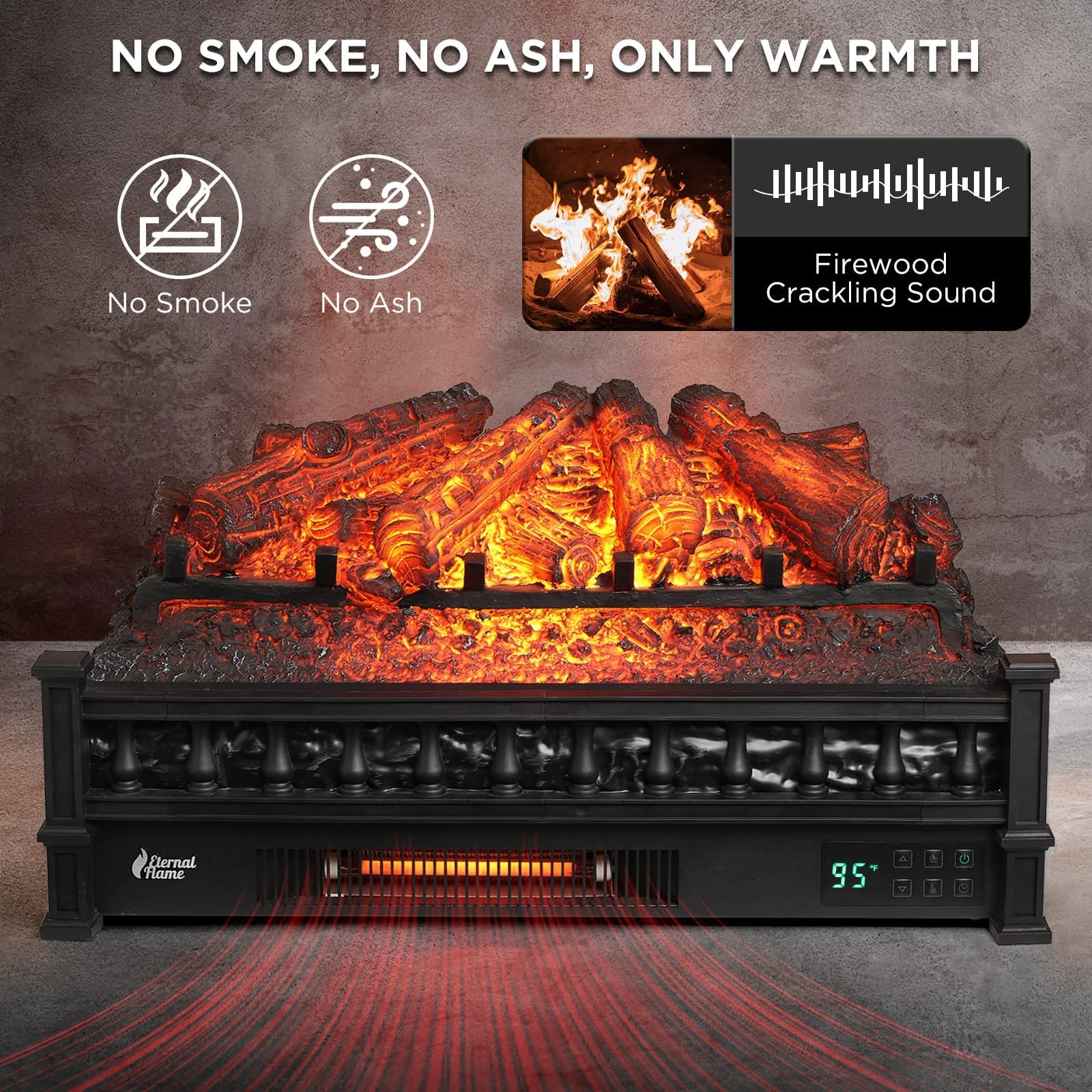 (Open Box) Eternal Flame EF26-PB Smart Electric Fireplace Logs, WiFi Enabled - Image 3