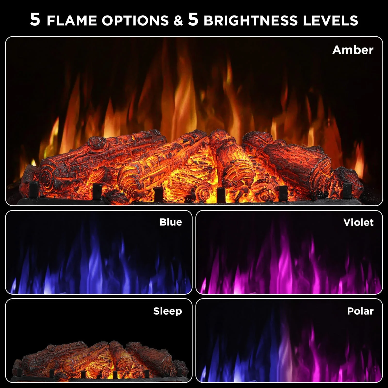 (Open Box) Eternal Flame EF26-PB Smart Electric Fireplace Logs, WiFi Enabled - Image 5