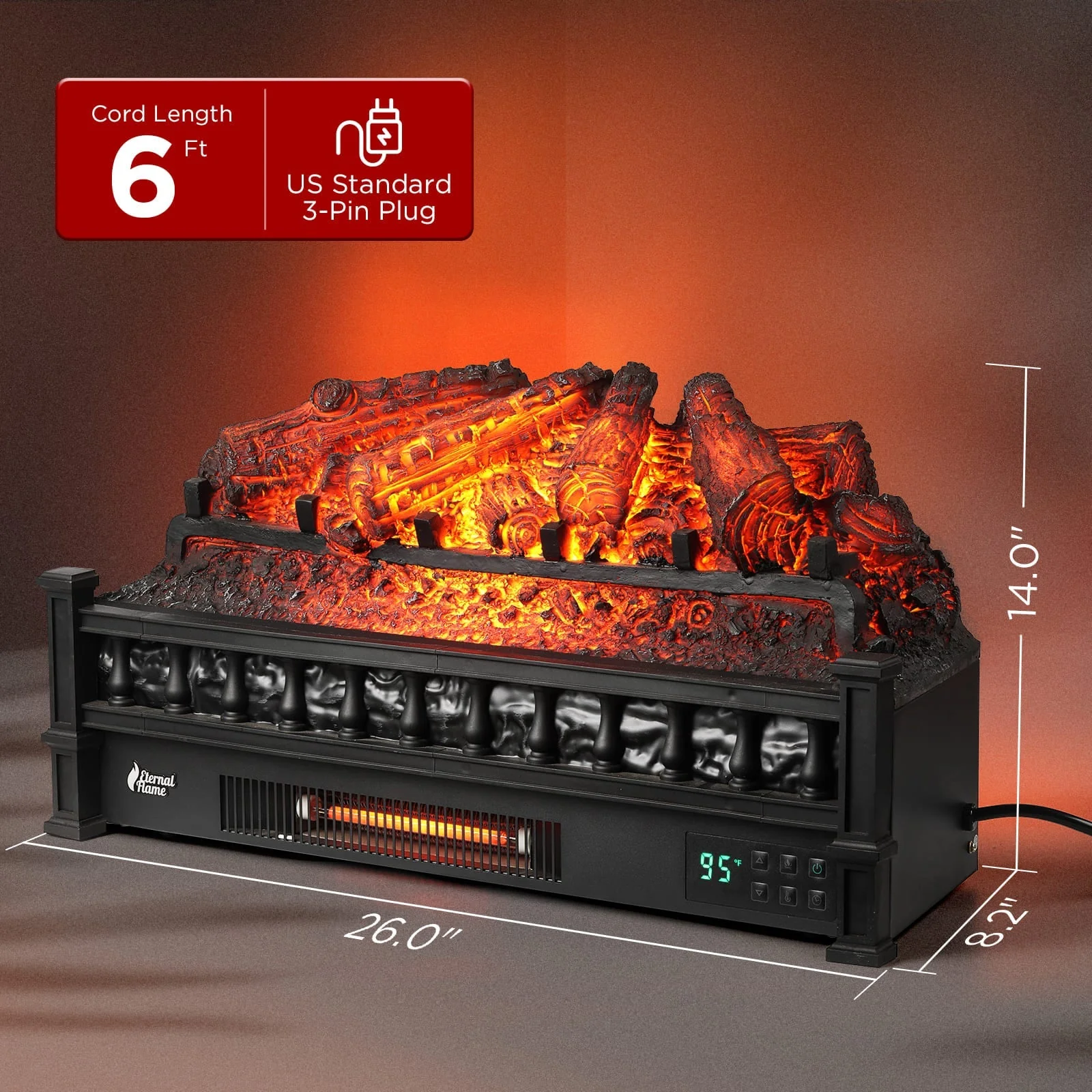 (Open Box) Eternal Flame EF26-PB Smart Electric Fireplace Logs, WiFi Enabled - Image 6