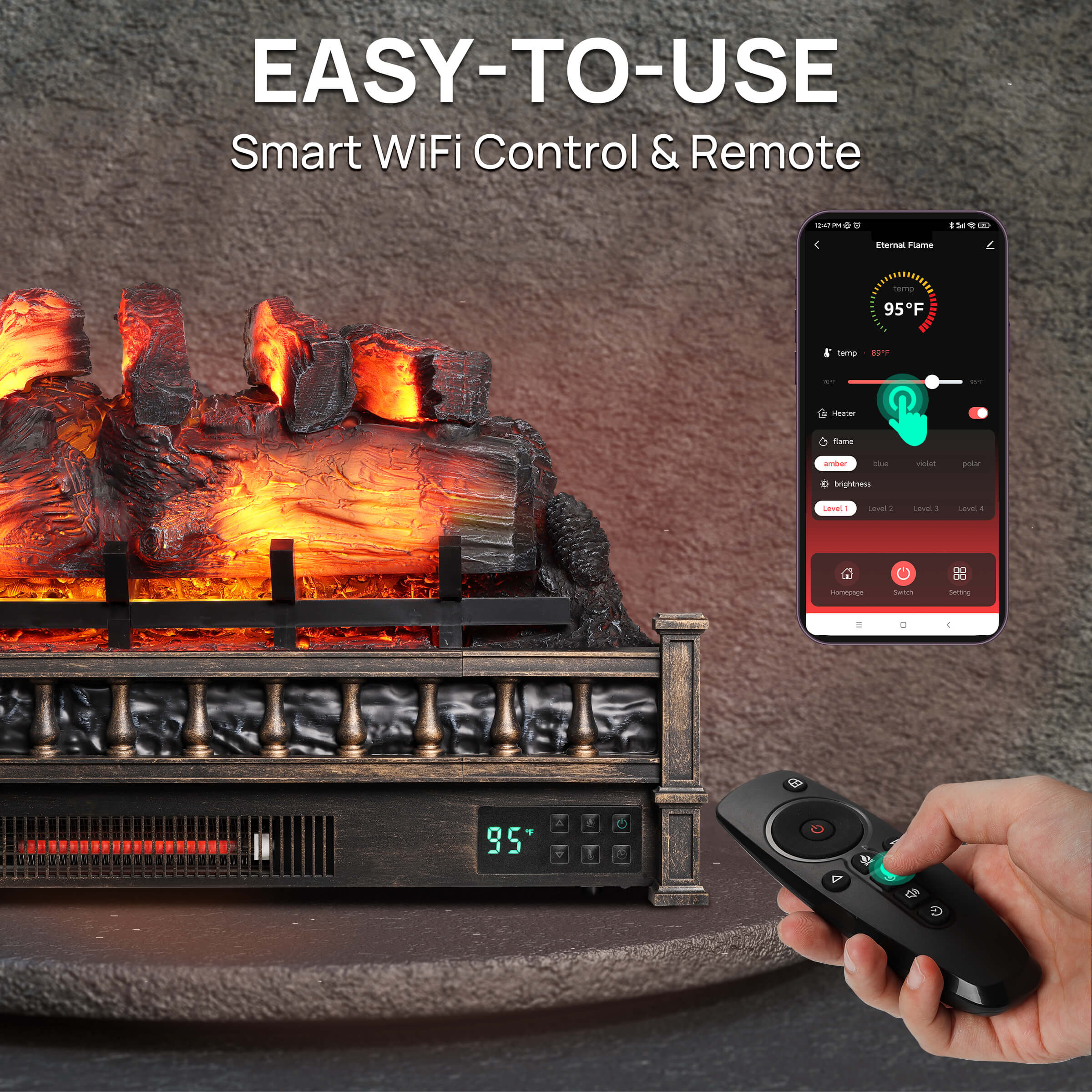 (Open Box) Eternal Flame EF30-PB Electric Fireplace Logs - Image 11