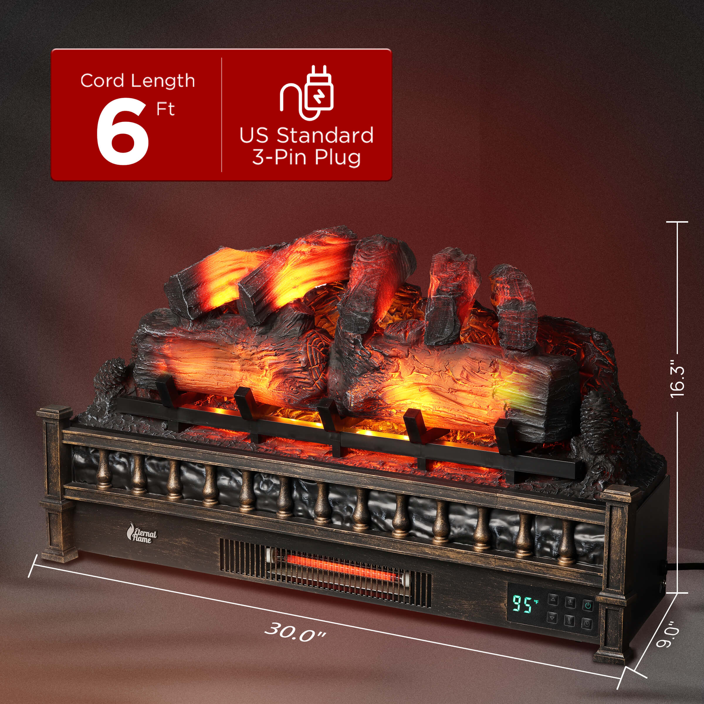 (Open Box) Eternal Flame EF30-PB Electric Fireplace Logs - Image 14