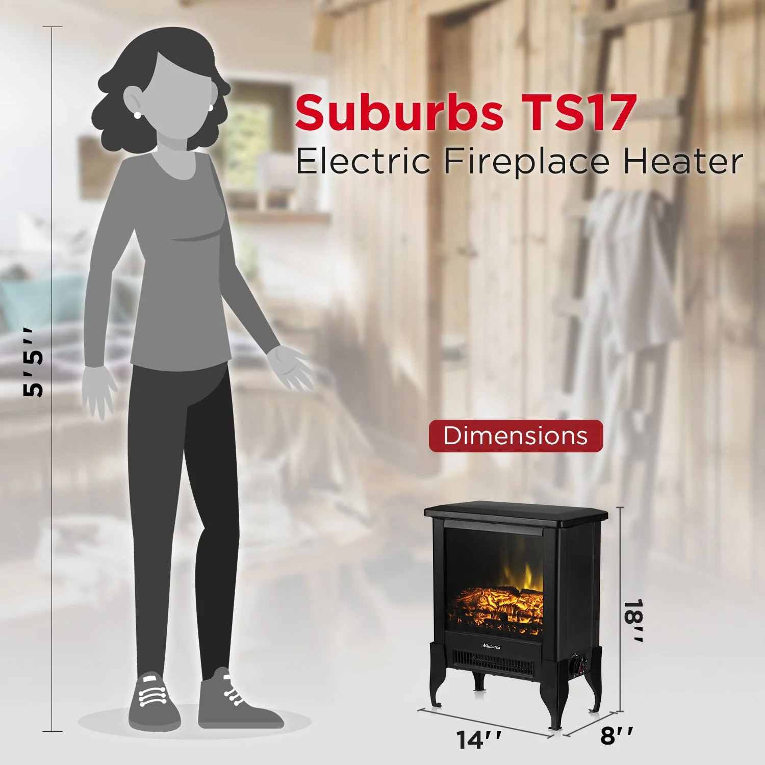 (Open Box) Suburbs TS17 Electric Fireplace Stove - Image 5