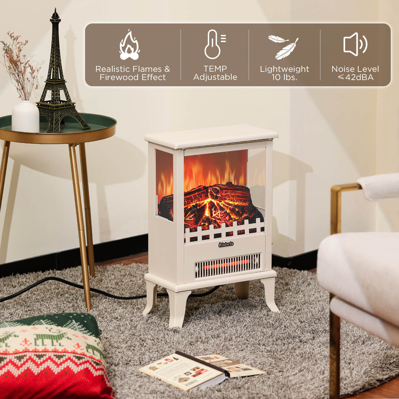 (Open Box) Suburbs TS17Q Electric Fireplace Stove Heater - Image 11