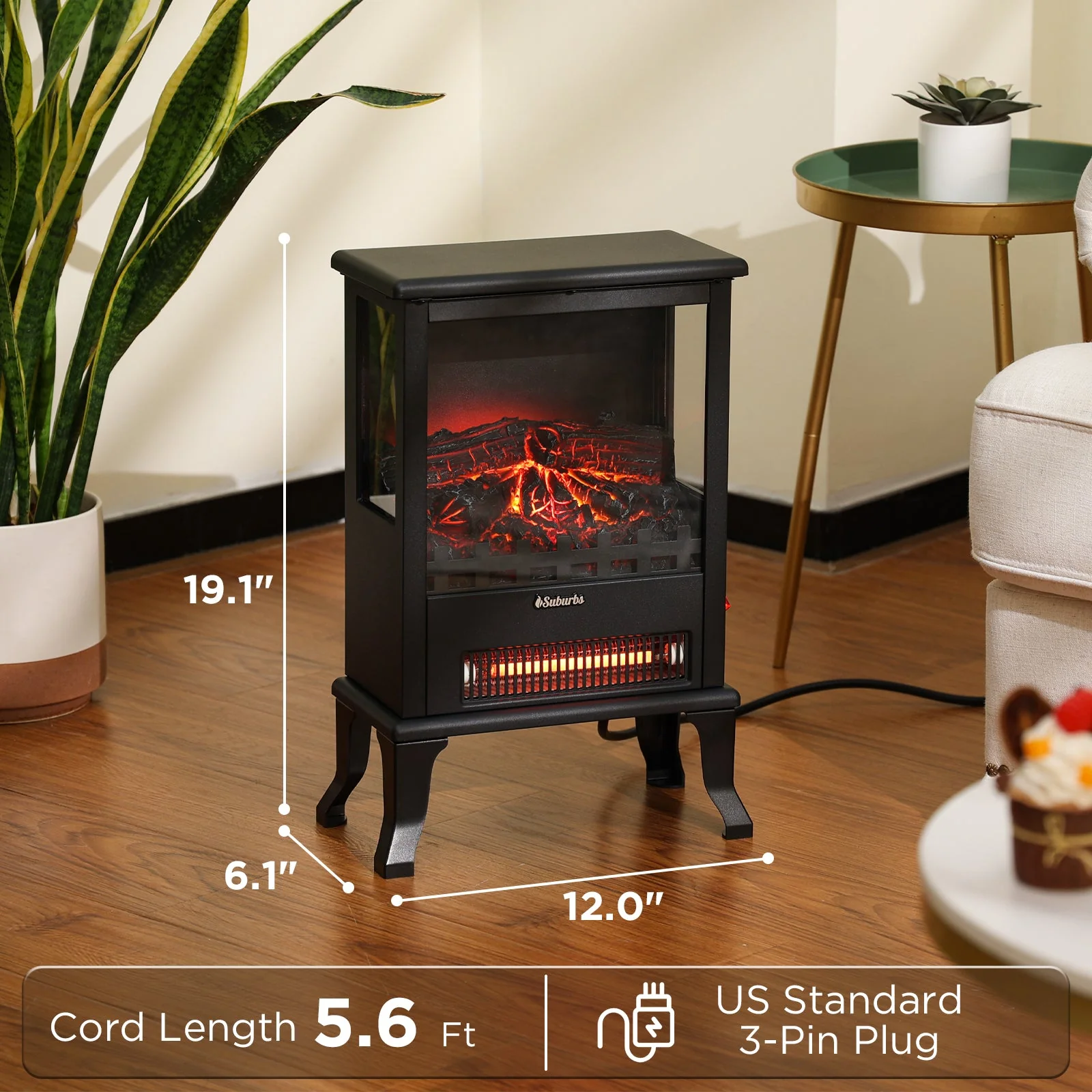 (Open Box) Suburbs TS17Q Electric Fireplace Stove Heater - Image 4