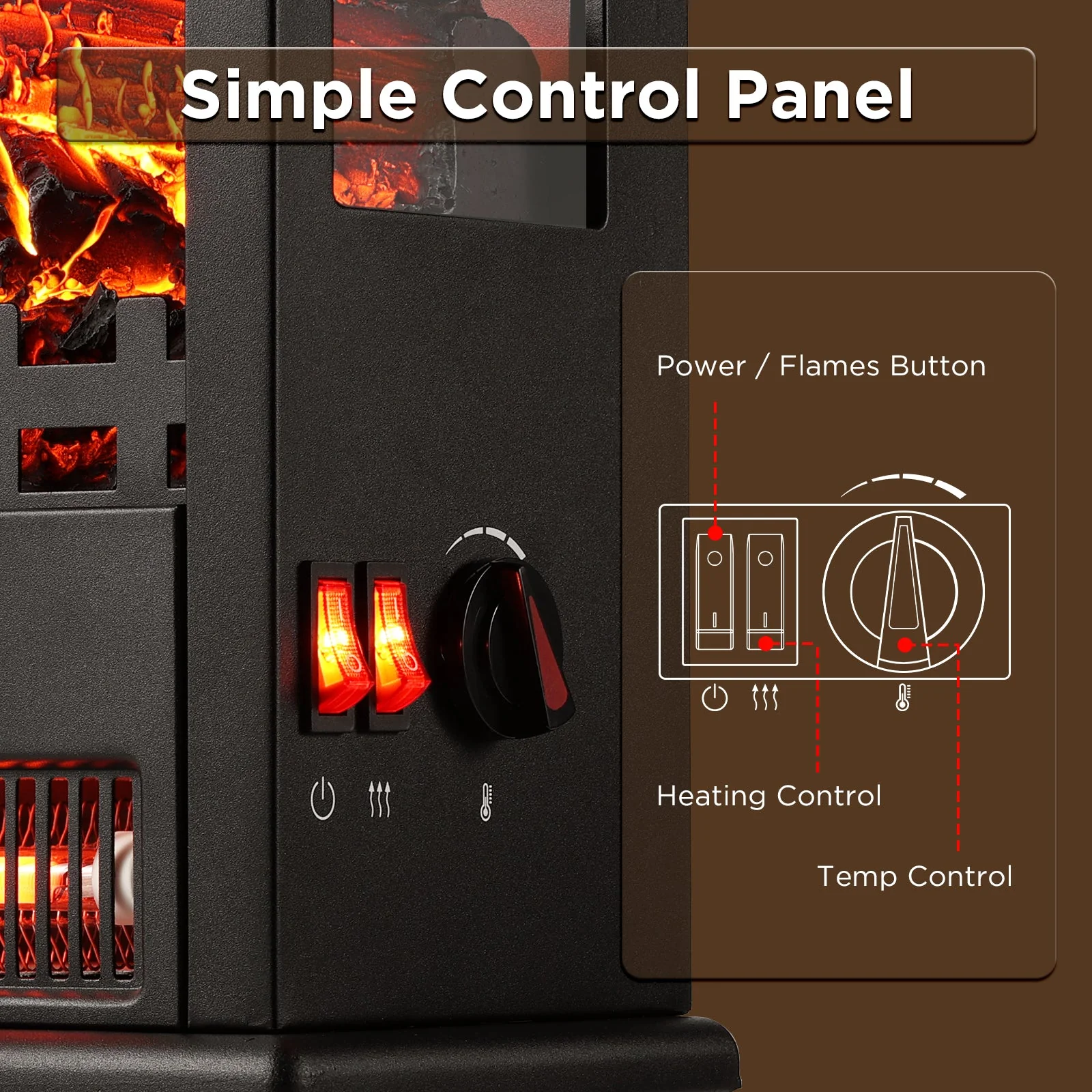 (Open Box) Suburbs TS17Q Electric Fireplace Stove Heater - Image 5