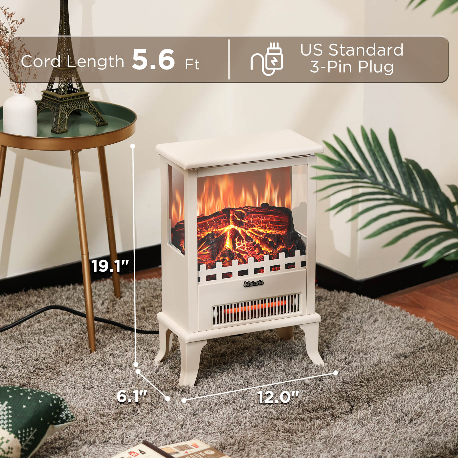 (Open Box) Suburbs TS17Q Electric Fireplace Stove Heater - Image 9