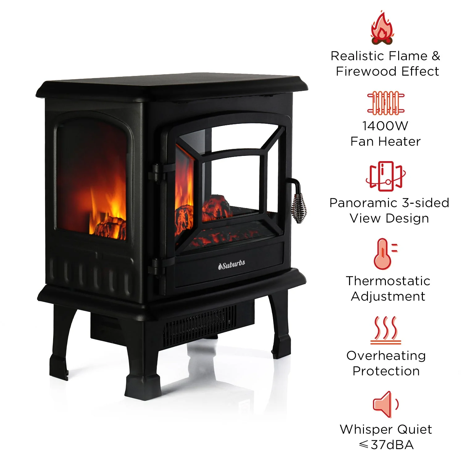 (Open Box) Suburbs TS20 Electric Fireplace Stove - Image 2