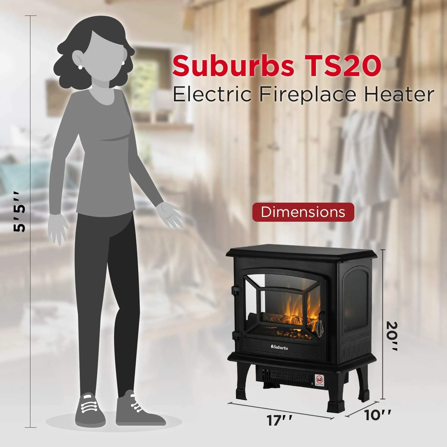 (Open Box) Suburbs TS20 Electric Fireplace Stove - Image 6
