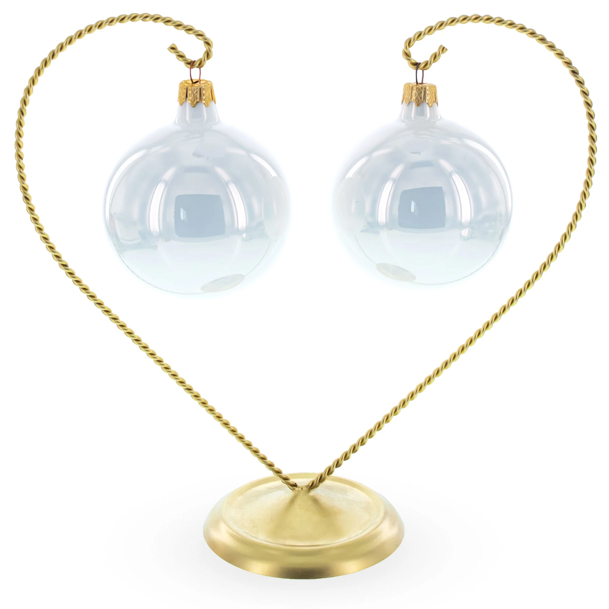 Open-Top Heart Twisted Gold Metal Ornament Display Stand 9 Inches (Poland) - Image 2