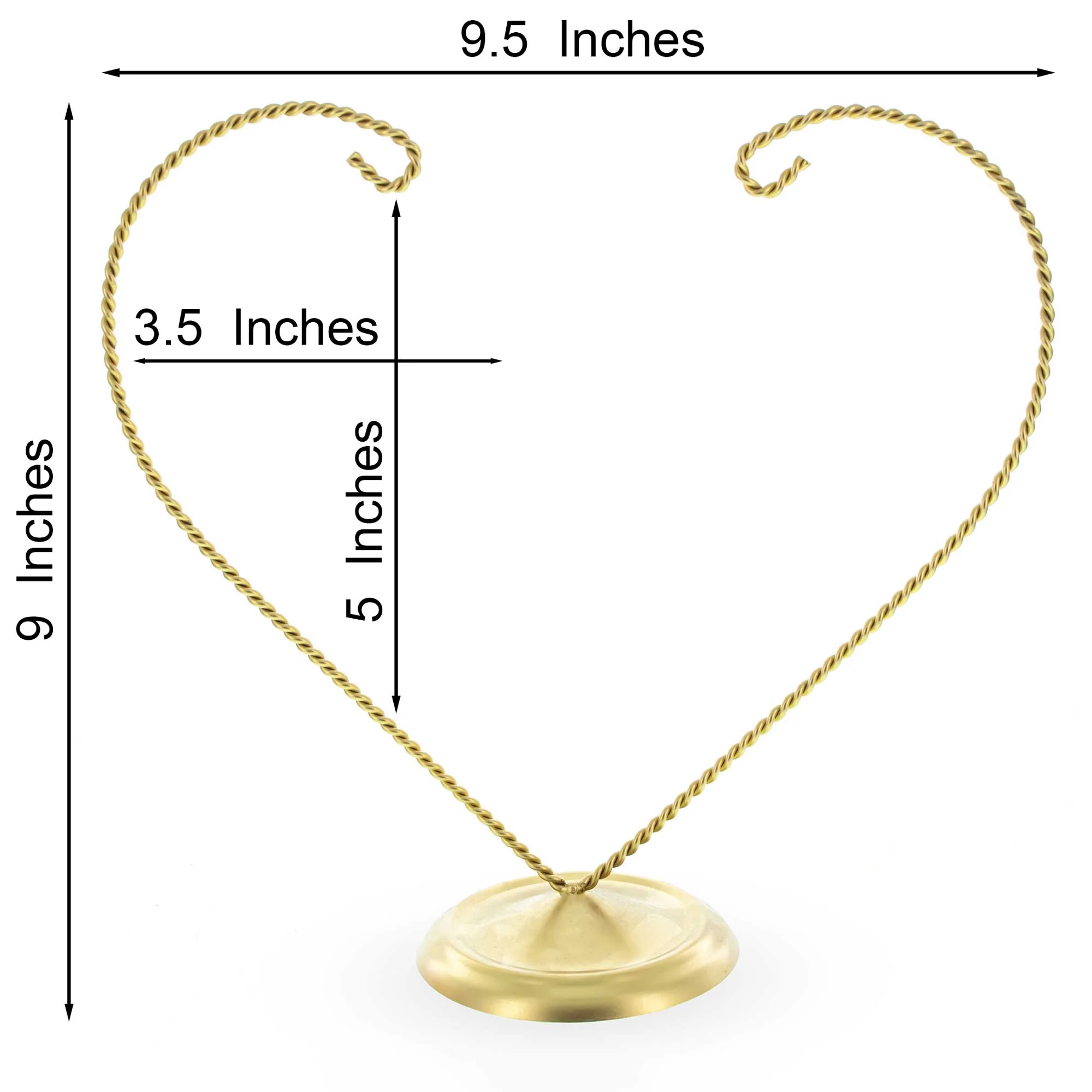 Open-Top Heart Twisted Gold Metal Ornament Display Stand 9 Inches (Poland) - Image 3