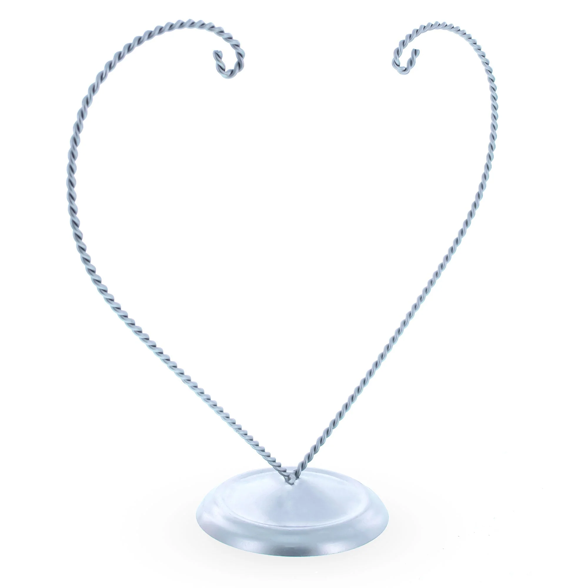 Open-Top Heart Twisted Silver Metal Ornament Display Stand 9 Inches (Poland) - Image 4