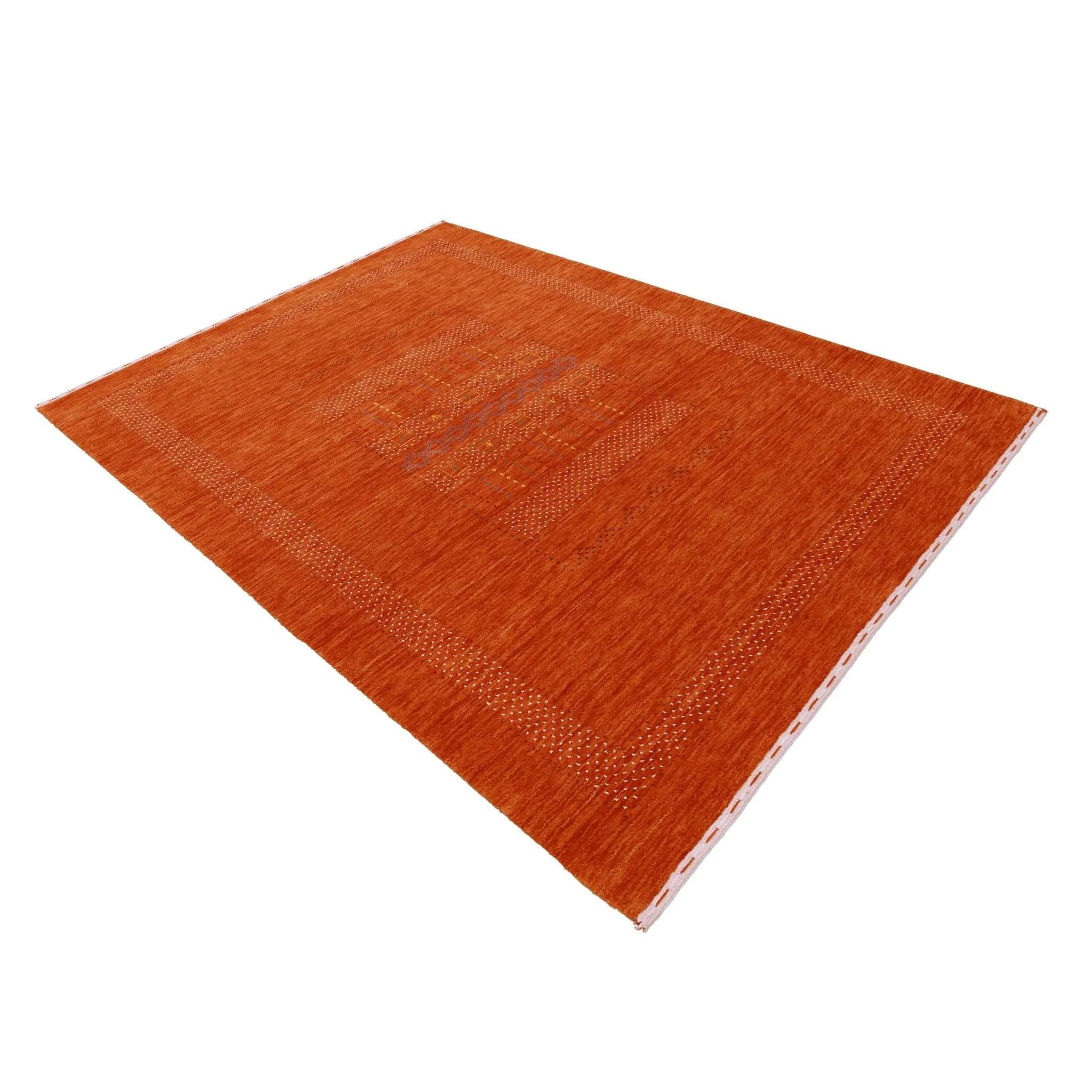 Orange And White Modern Design Hand Loomed Wool Area Rug - Image 15