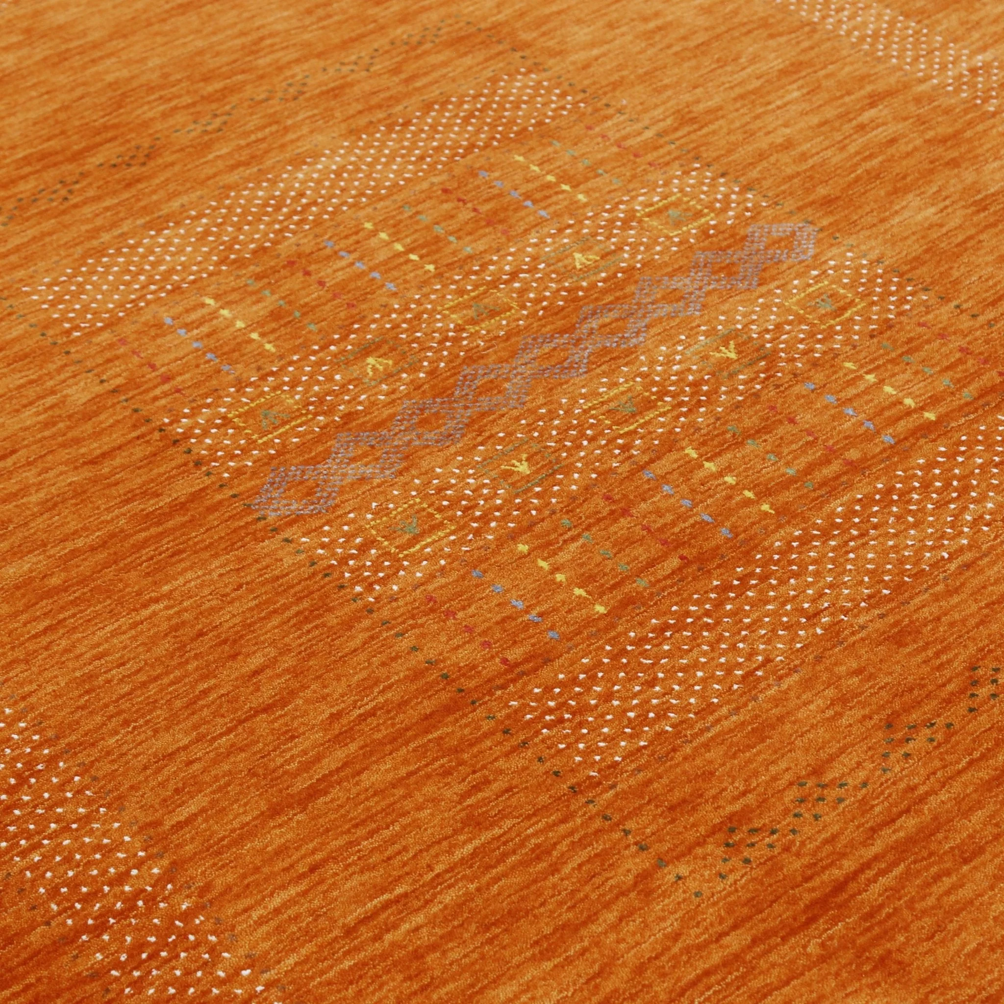 Orange And White Modern Design Hand Loomed Wool Area Rug - Image 4