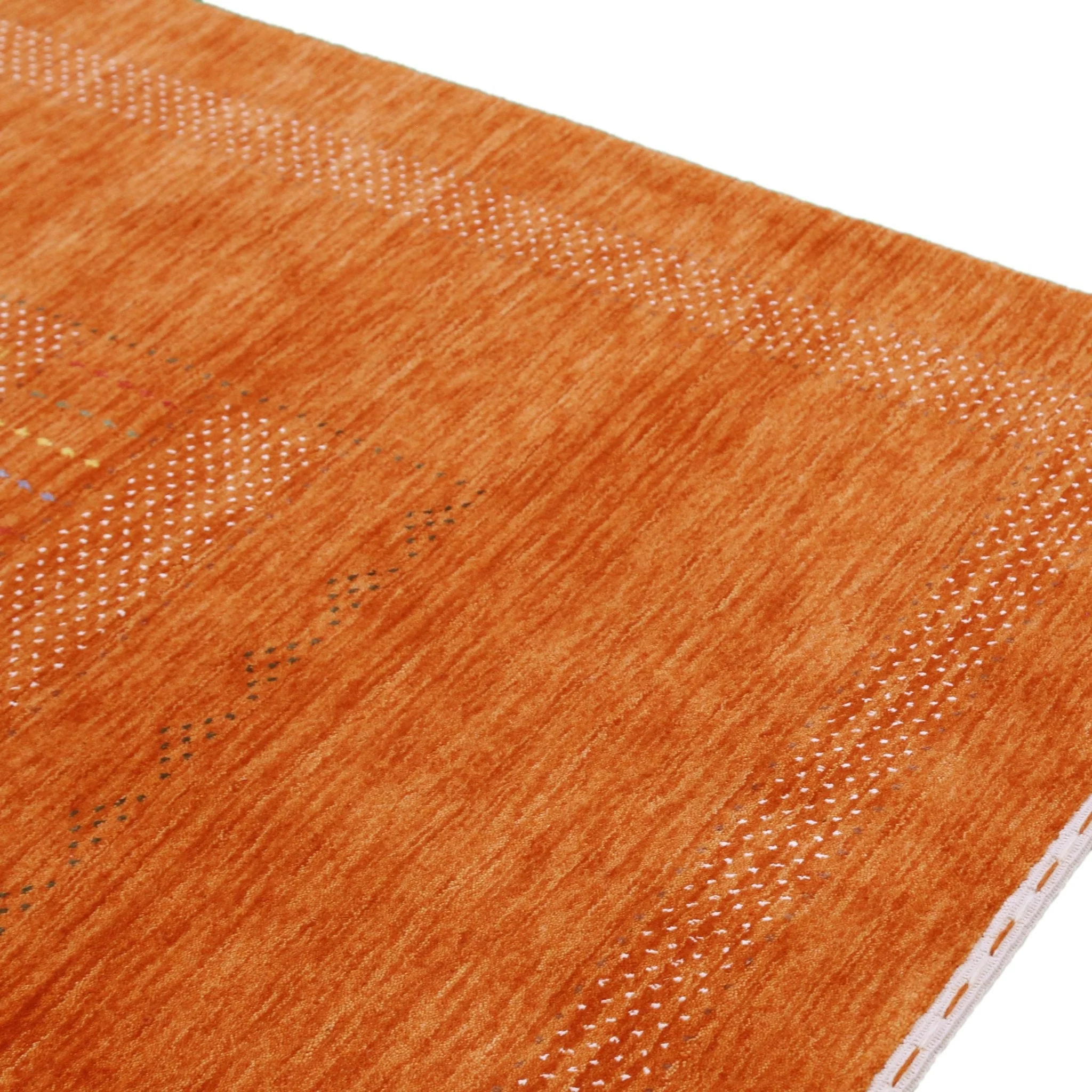 Orange And White Modern Design Hand Loomed Wool Area Rug - Image 7