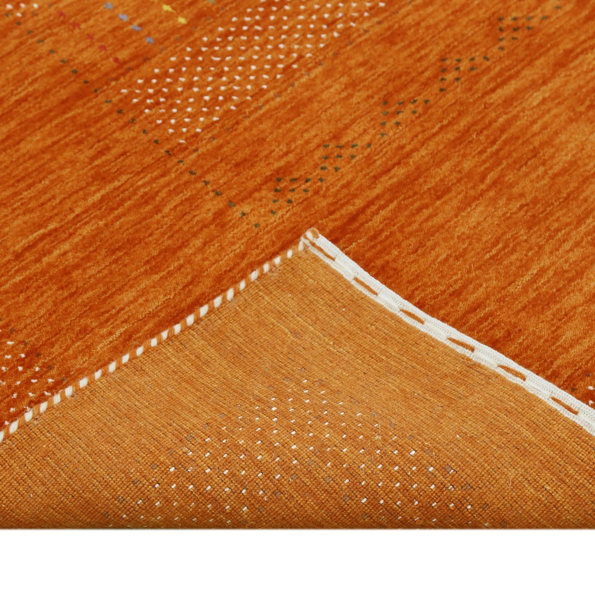 Orange And White Modern Design Hand Loomed Wool Area Rug - Image 8