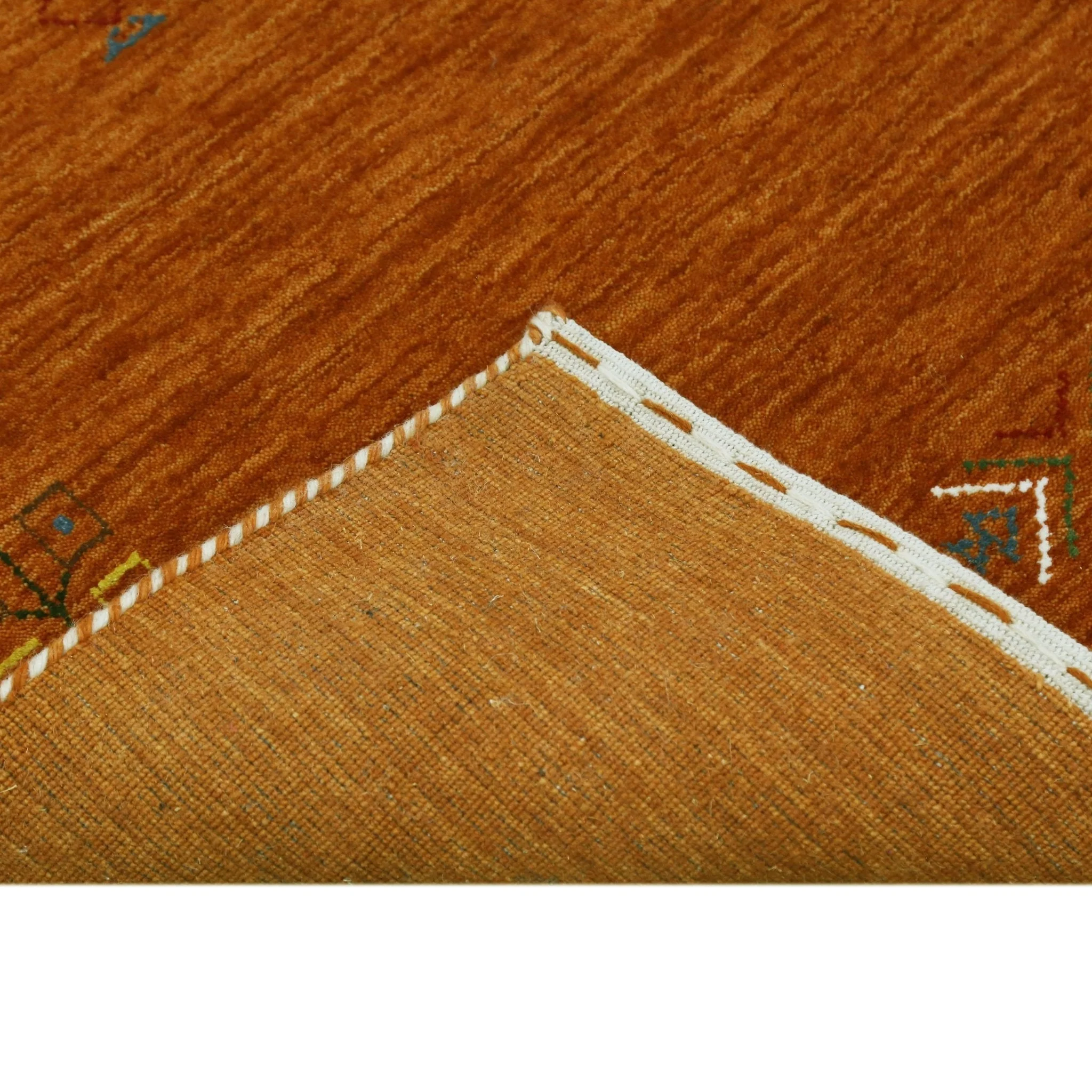 Orange Center Pattern Hand Loomed Wool Area Rug - Image 8