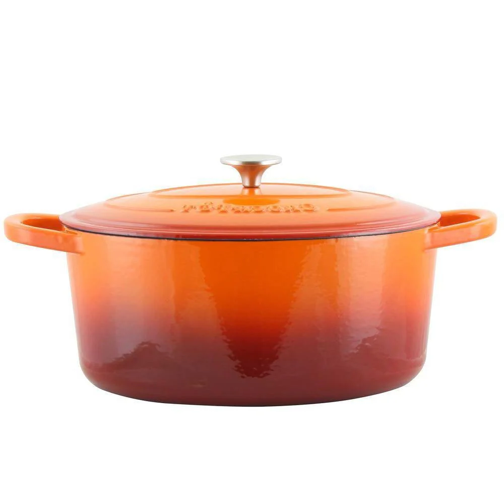 Orange Red Sunbust 7-Quart Enameled Cast Iron Dutch Oven with Lid - Image 2