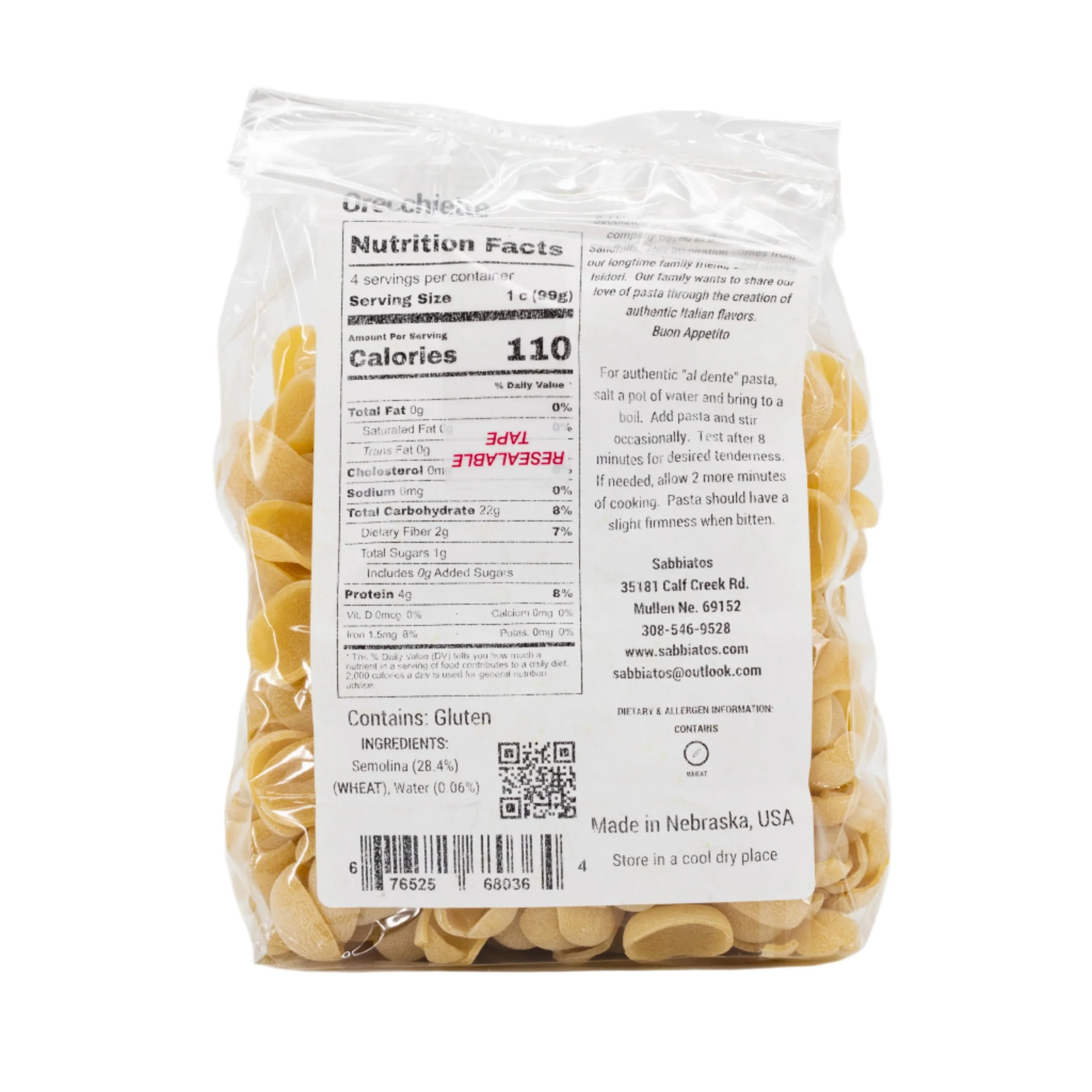 Orecchiette Pasta | 16 oz | Pack of 2 | Sabbiatos - Image 4