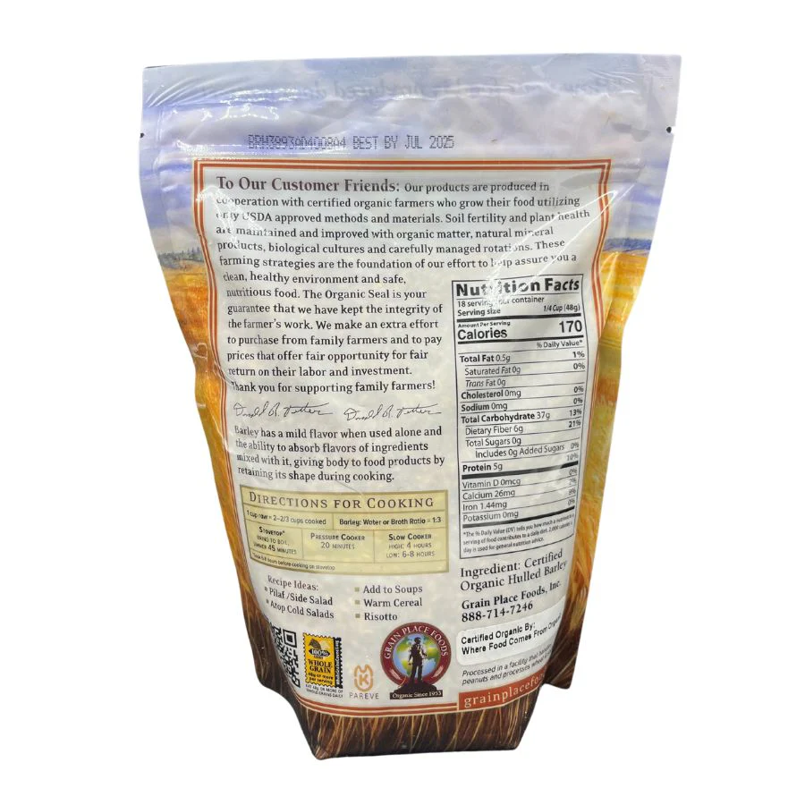 Organic Hulled Barley | 2 lb | Pack of 4 | Non-GMO | Grain Place Foods - Image 3