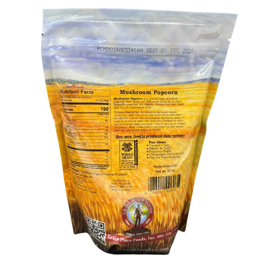Organic Mushroom Popcorn | Pack of 2 | 2 lb | Non-GMO | Grian Place Foods - Image 3