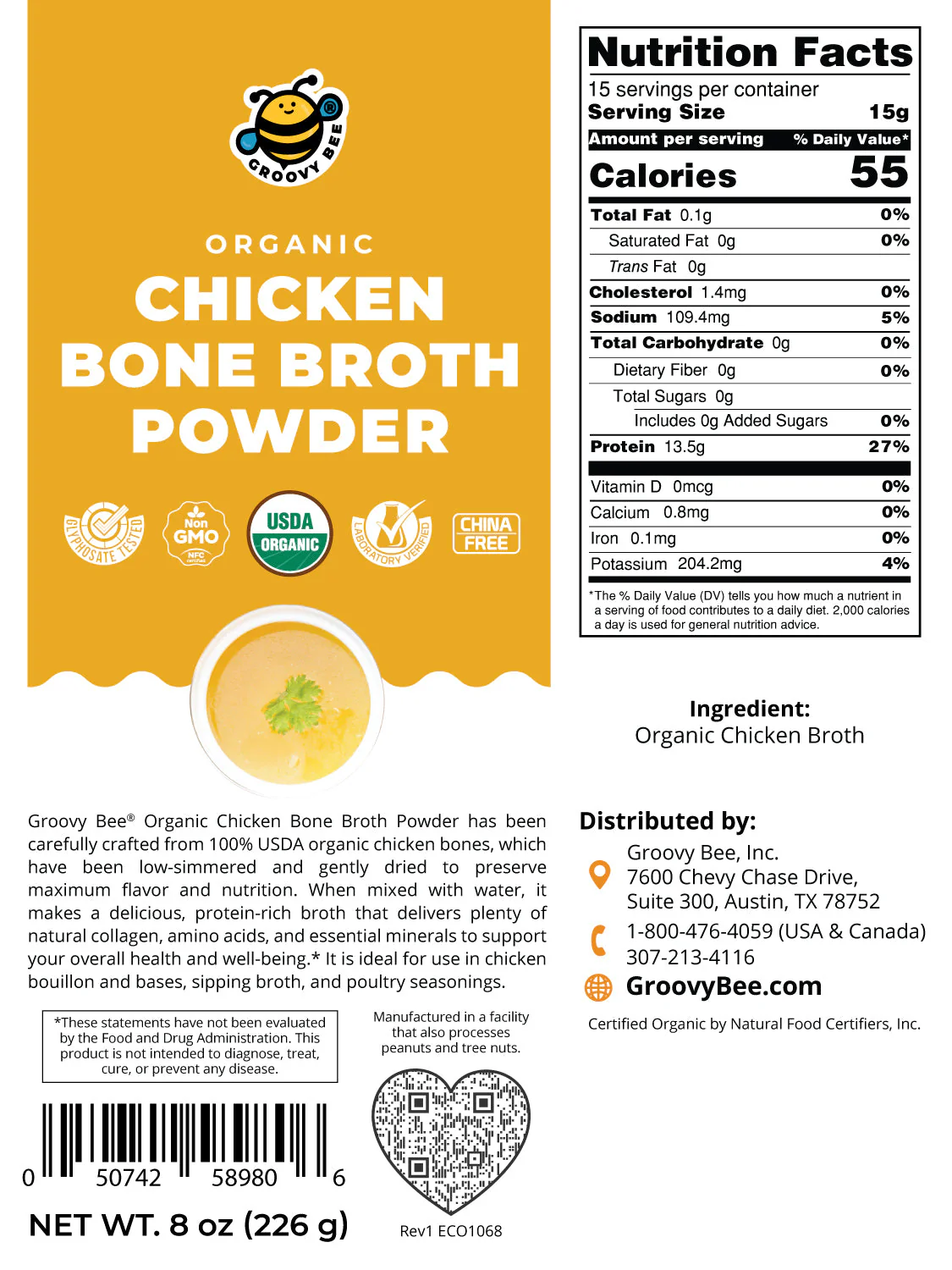 Organic Powdered Chicken Bone Broth 8 oz (226g) - Image 2