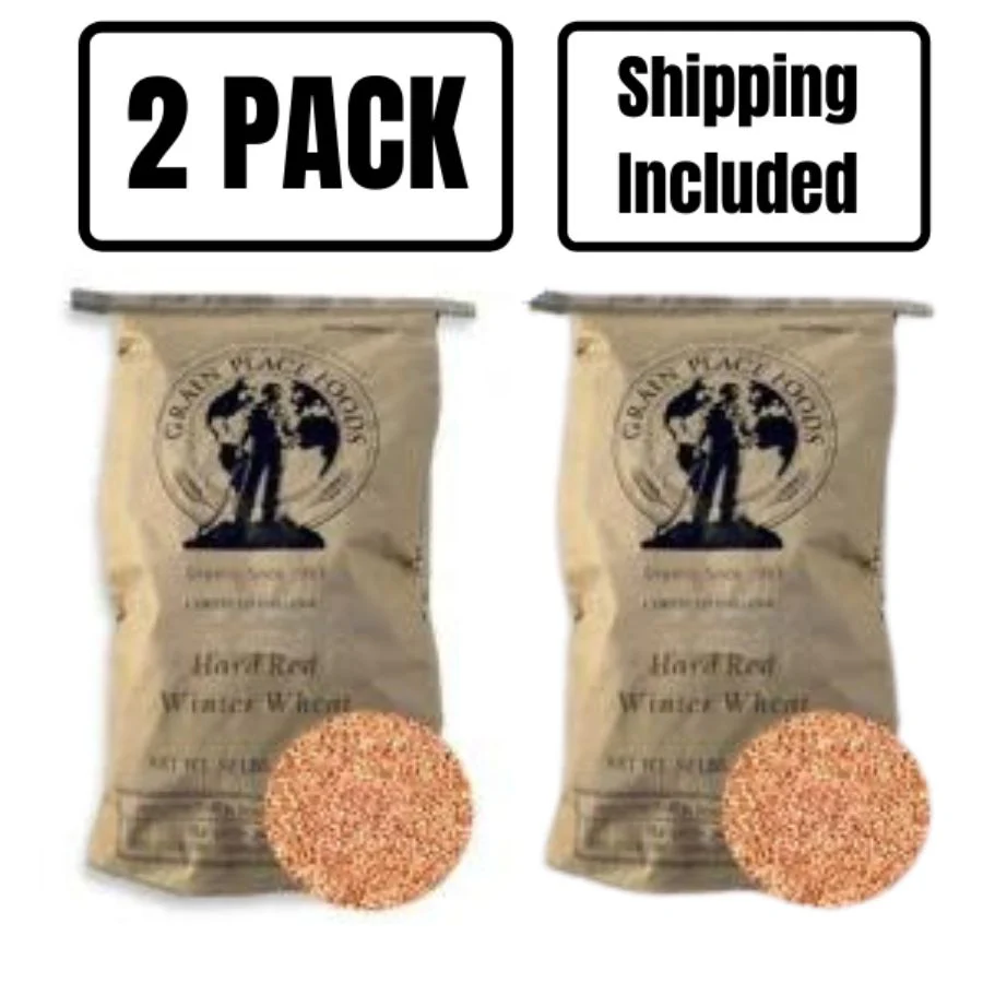 Organic Rolled Hard Red Winter Wheat | 25 lb | Pack of 2 | Non-GMO | Shipping Included | Grain Place Foods