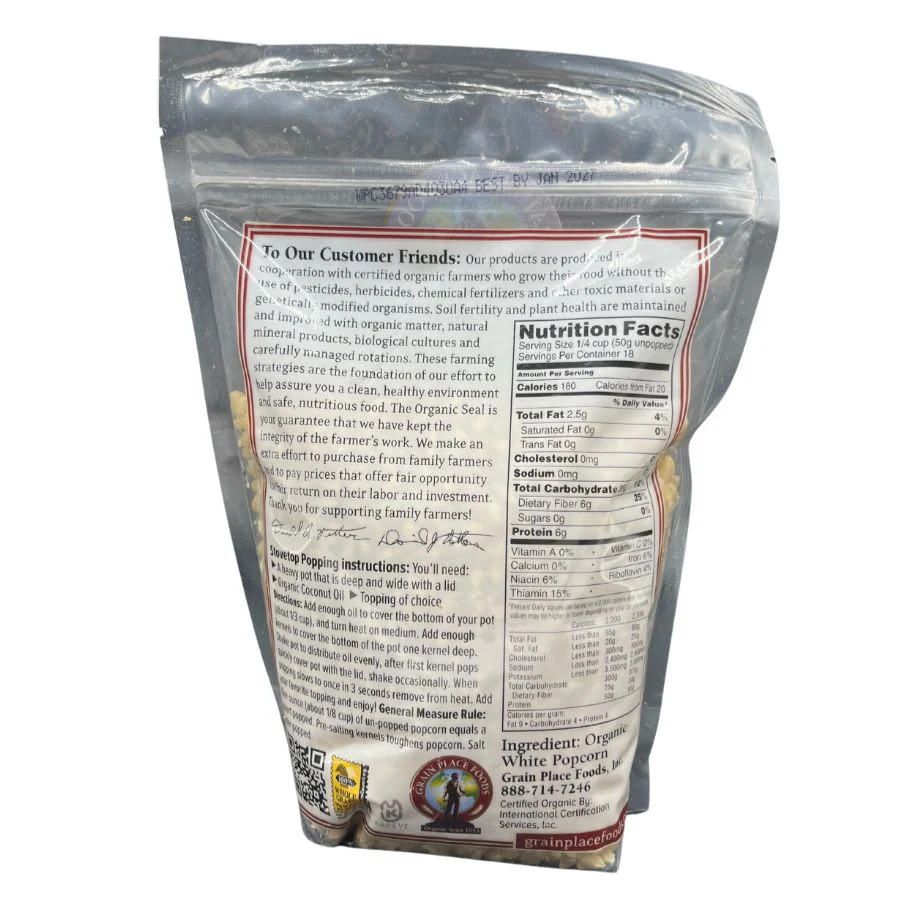 Organic White Popcorn Kernels | Pack of 2 | 2 lb | Non-GMO | Grain Place Foods - Image 3