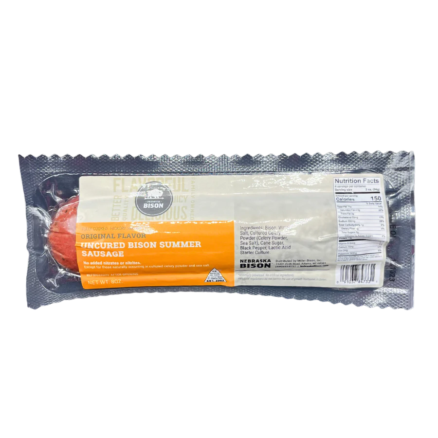 Original Bison Summer Sausage | Pack of 4 | 7-8 oz | Nebraska Bison - Image 2