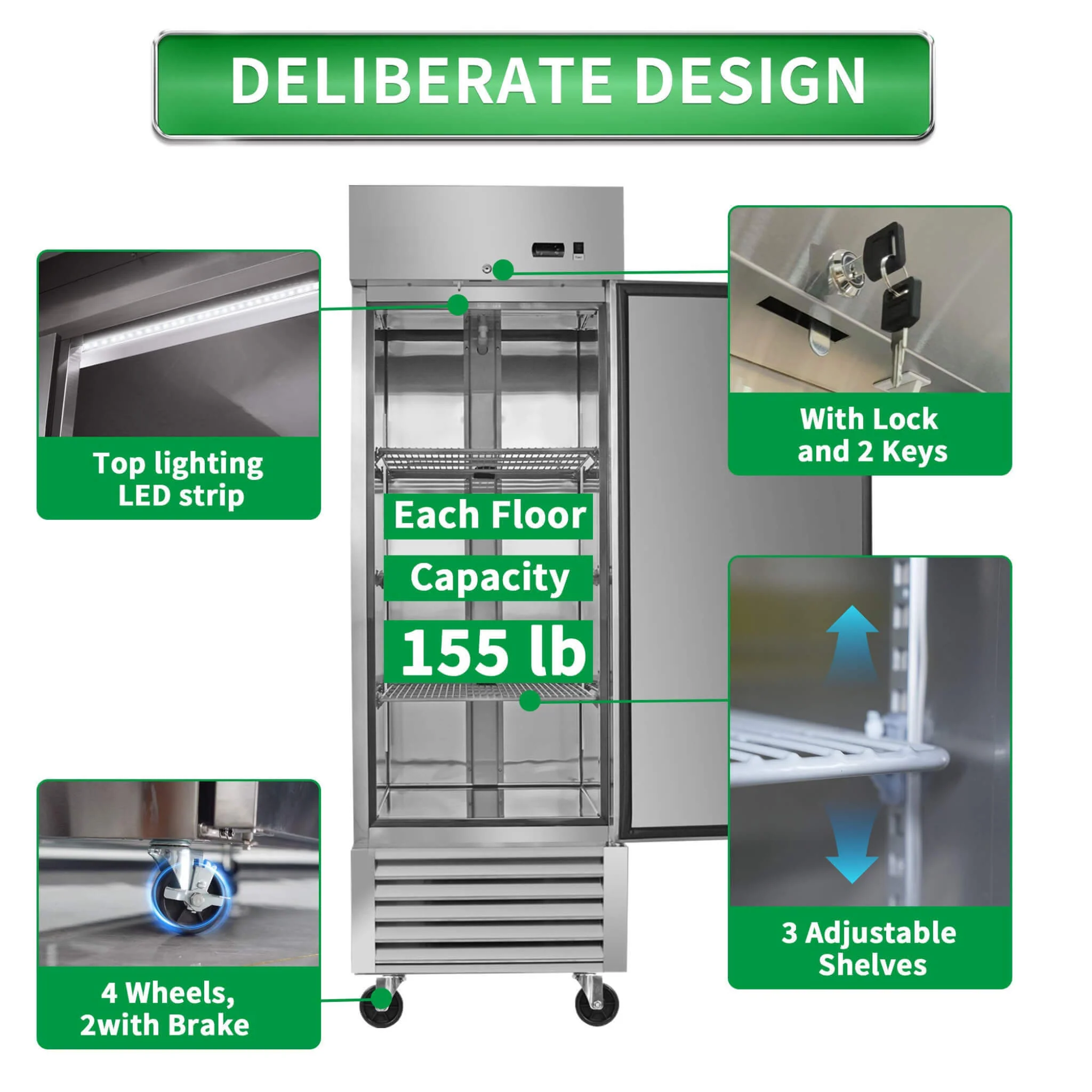 27-Inch Commercial 23 Cu.Ft Reach-In Stainless Steel Freezer (SAK96352) - Image 5