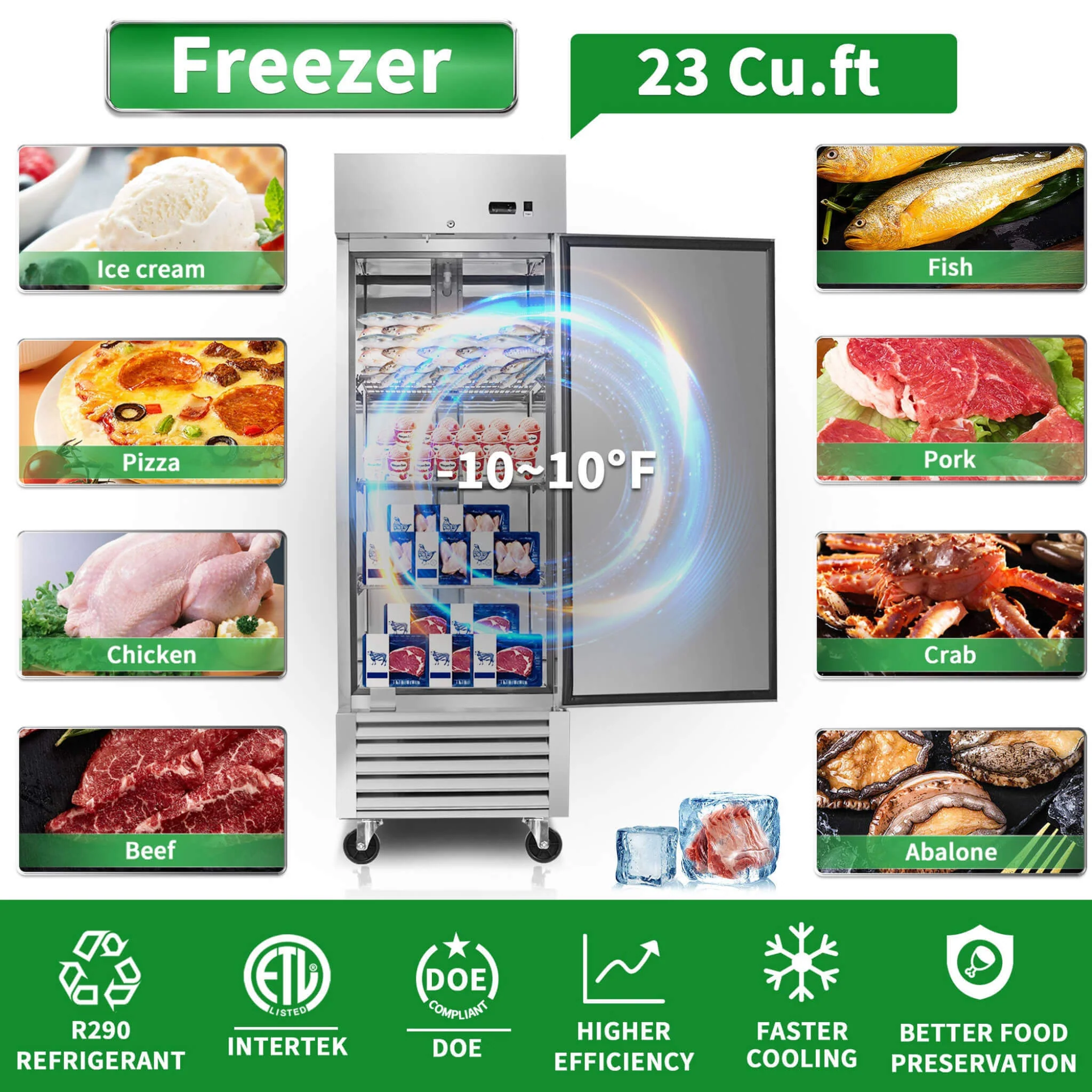 27-Inch Commercial 23 Cu.Ft Reach-In Stainless Steel Freezer (SAK96352) - Image 6