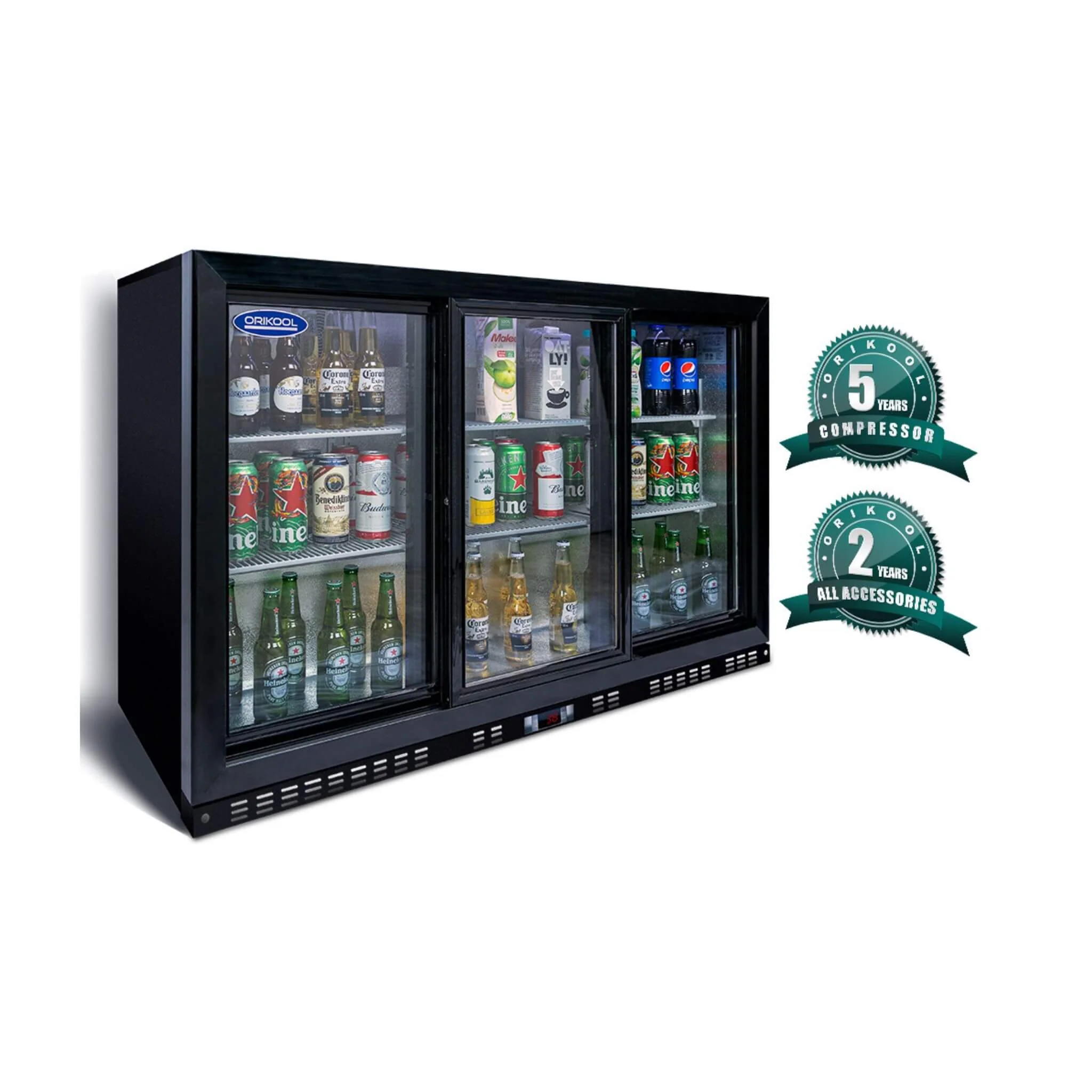 Orikool 53-Inch Energy Efficient Commercial Back Bar Drink Cooler With LED Lighting And 3 Glass Doors (SAK12097) - Image 3