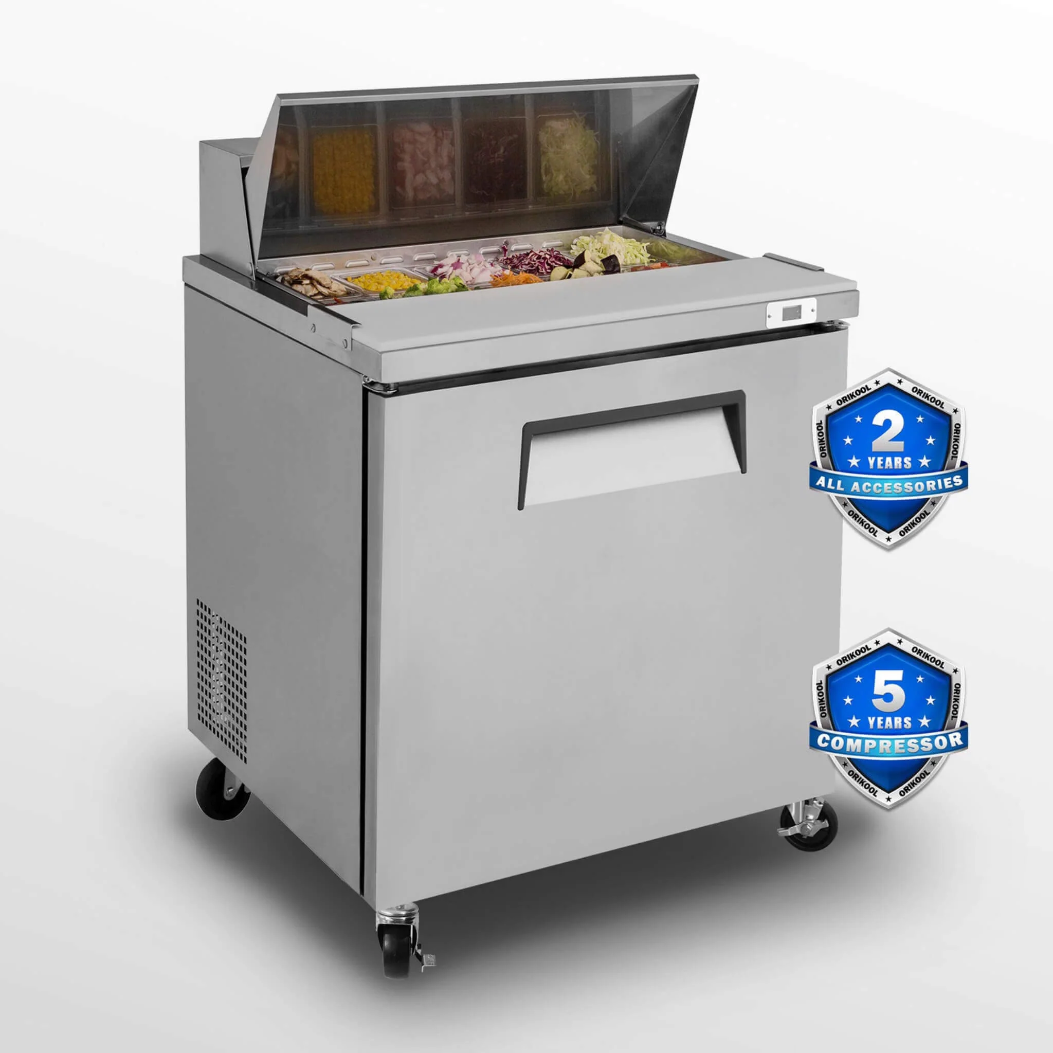 Commercial Refrigerator Sandwich & Salad Prep Table With Butcher Block Cutting Board (SAK31598) - Image 20