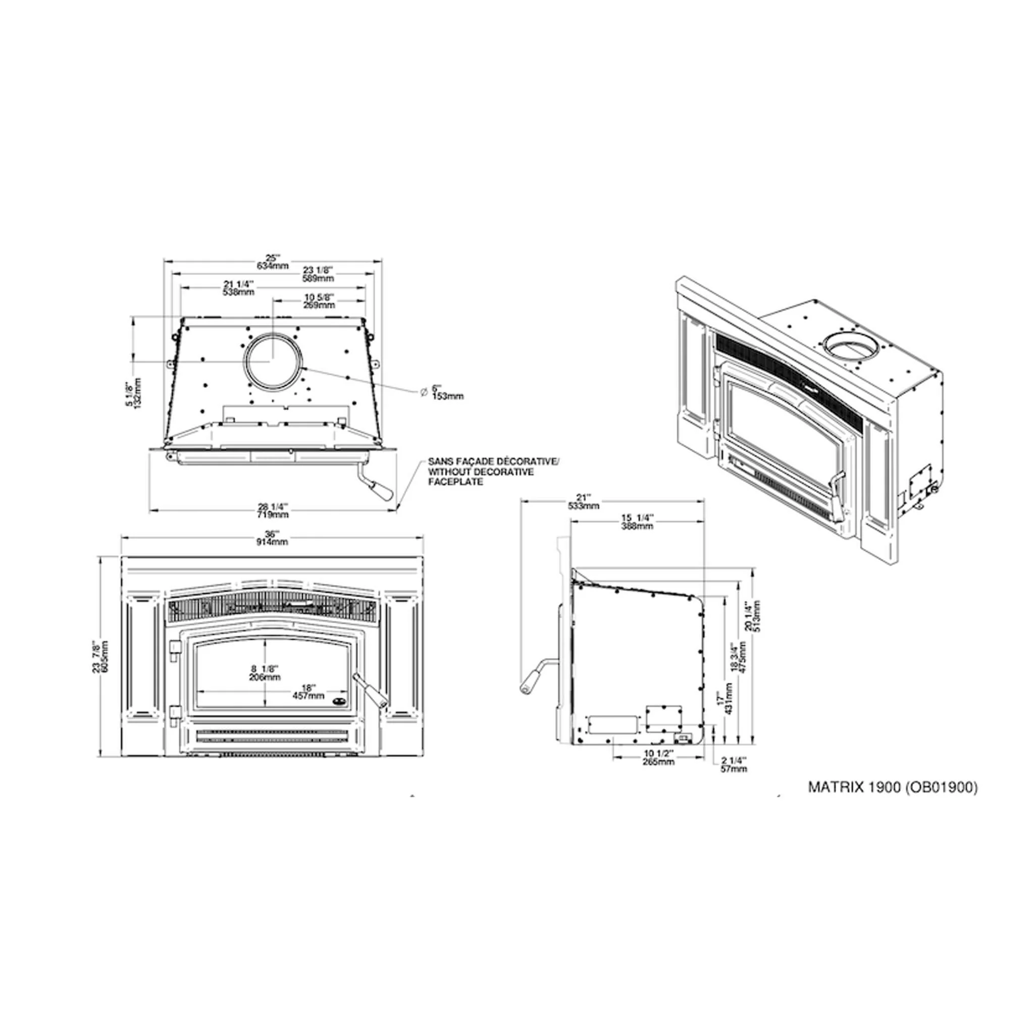 Osburn Matrix 1900 Wood Insert With 45K BTU Heat Output Dry CordWood [OB01900] (SAK23560) - Image 4