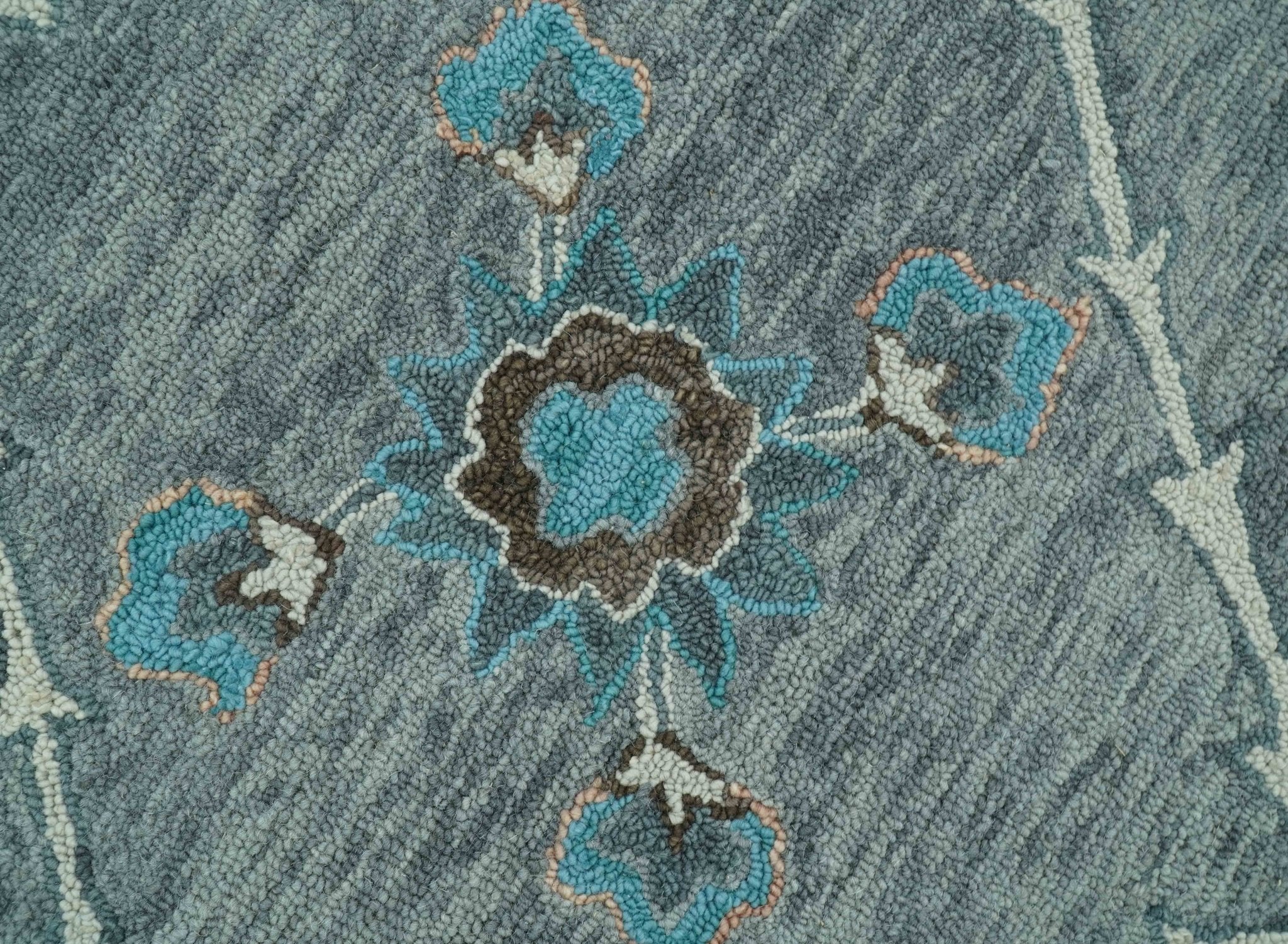 Oushak Design Gray, Blue And Brown Hand Tufted Custom Made wool rug - Image 4