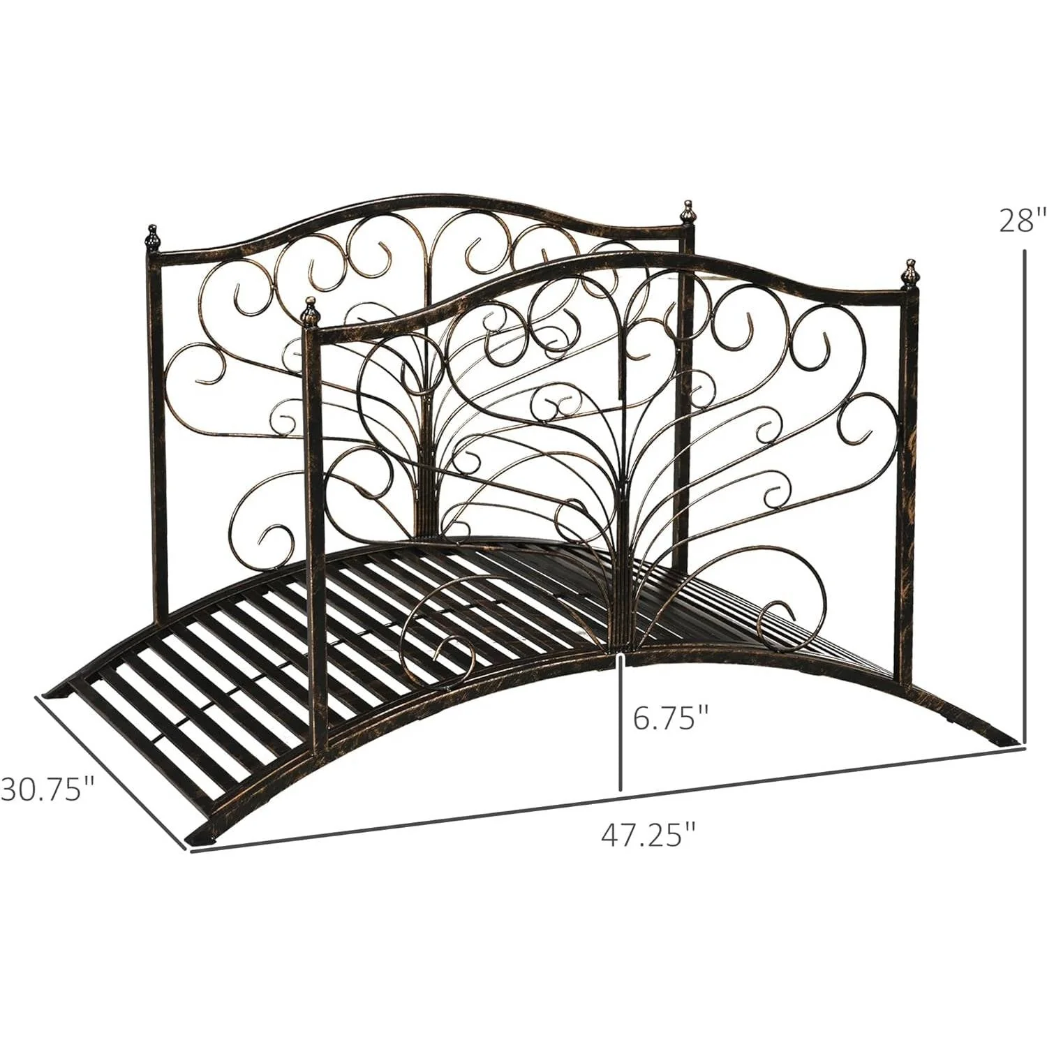 Outdoor 4-ft Heavy Duty Metal Garden Bridge in Black Bronze Finish - Image 5